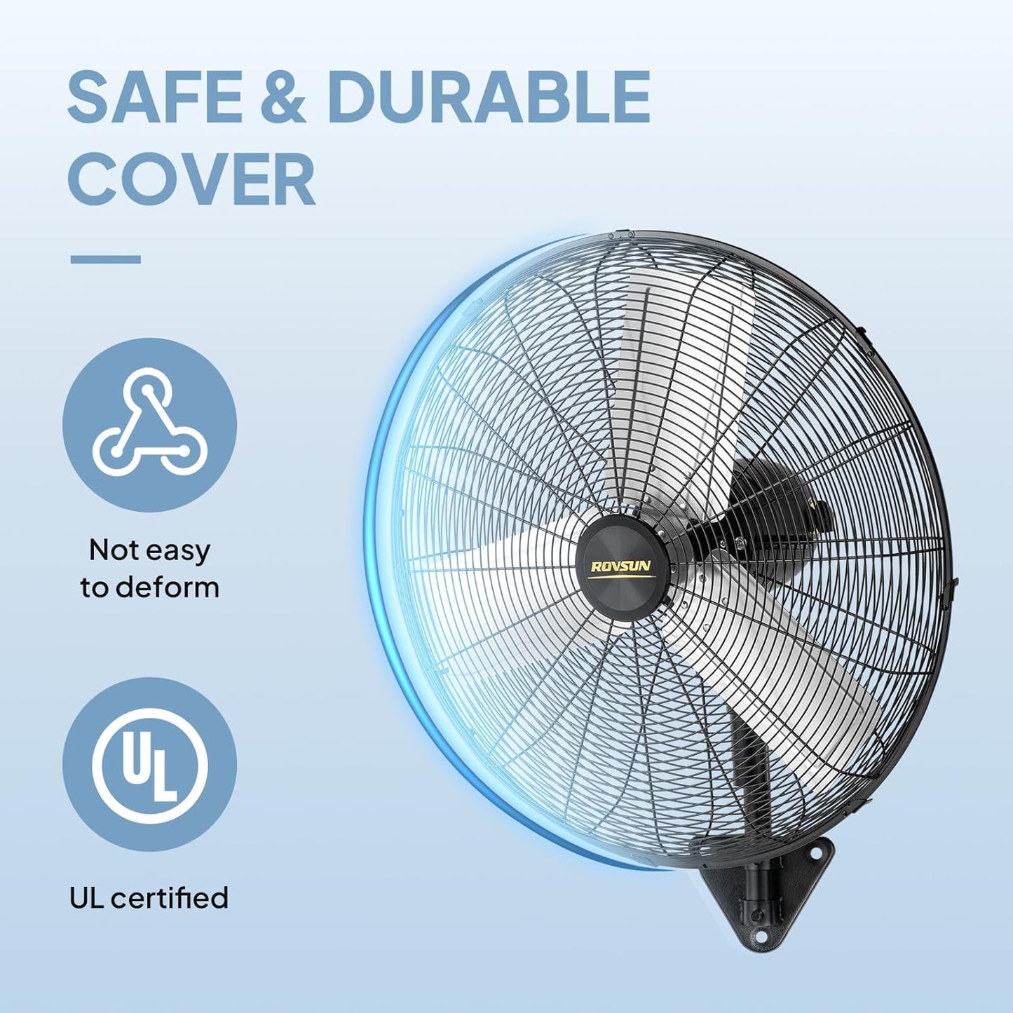 ROVSUN 20" Wall Mounted Fan, High Velocity Industrial Wall Fan, Max 4710 CFM and Wide Angle Oscillating, Commercial Ventilation Use, Suit for Garage, Shop, Greenhouse, Gym
