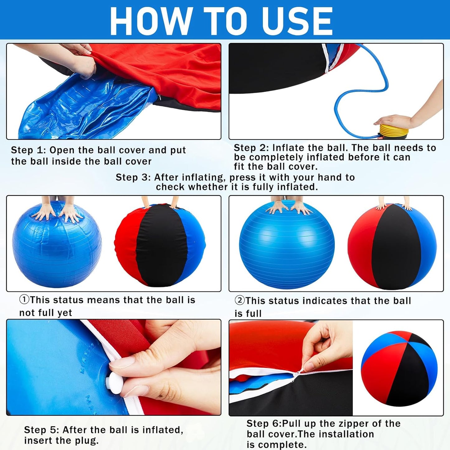 30inch Giant Herding Ball with Cover Anti Burst Ball Please Watch VCR for How to Inflation Horse Toys for Horses Stall Entertainment Play, Pump Included(Stylish)