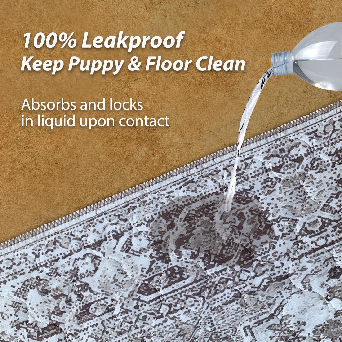 nunubaby Washable Pee Pads for Dogs, Stylish, Non-Slip and Leak-Proof Pee Pads. Reusable Potty Pads for Dogs for Crates and Floors.(Brown/Geo, 54" x54")