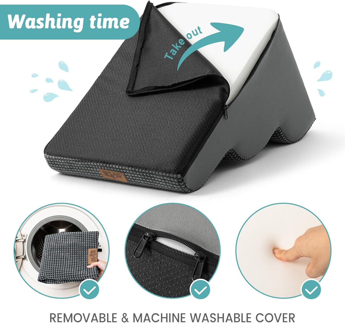 Dog Stairs for Small Dogs 15.7" H, Curved Dog Step for Puppy, Older Cat, Medium Pet Ramp for Sofa, Couch or Chair, Ladder with High Density Foam, 15.7x22.4x15.7 inch, 3 Step, Dark Grey