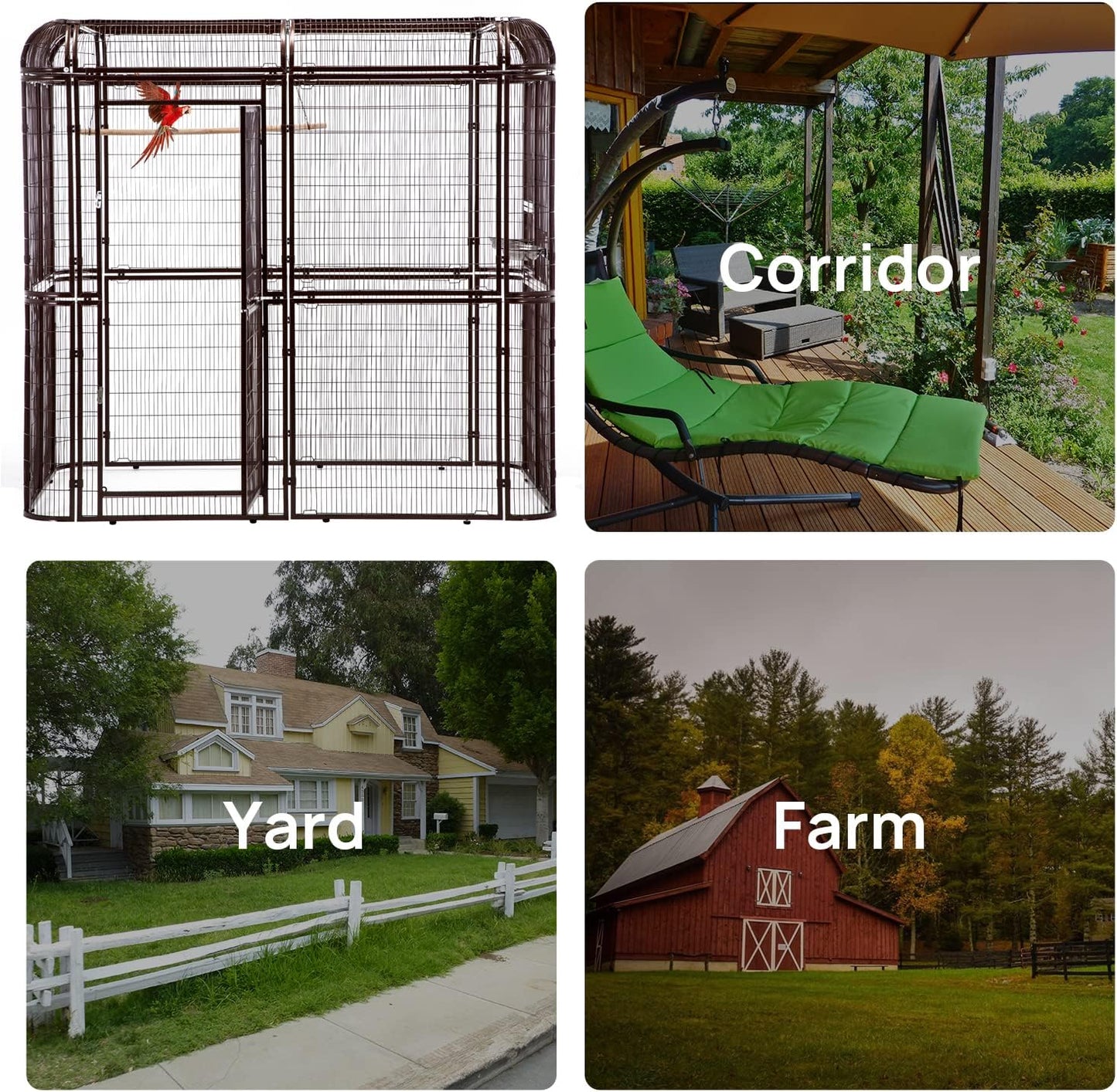 wonline Parrot Cages for Large Birds Outdoor Extra Large Bird Cage with Bird Cage and Perch, Suitable for Macaws Canaries Parrots Budgie Lovebirds