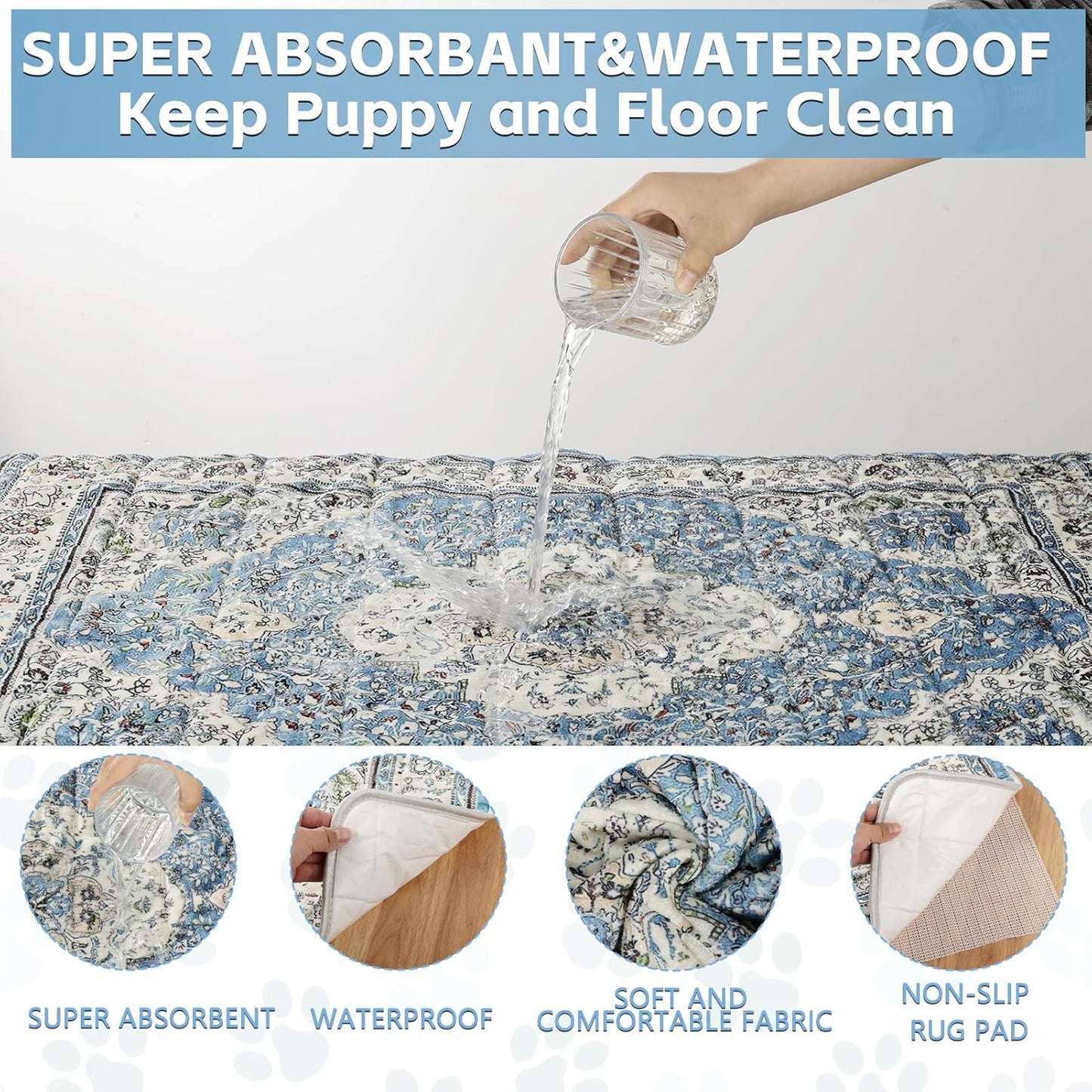 Washable Thickened Pee Pads for Dogs, 2 Pack (36"x42") Upgrade Reusable Puppy Pads with Non-Slip Rug, Super Absorbent Leakproof Puppy Training & Whelping Pads for Dogs, Doggie