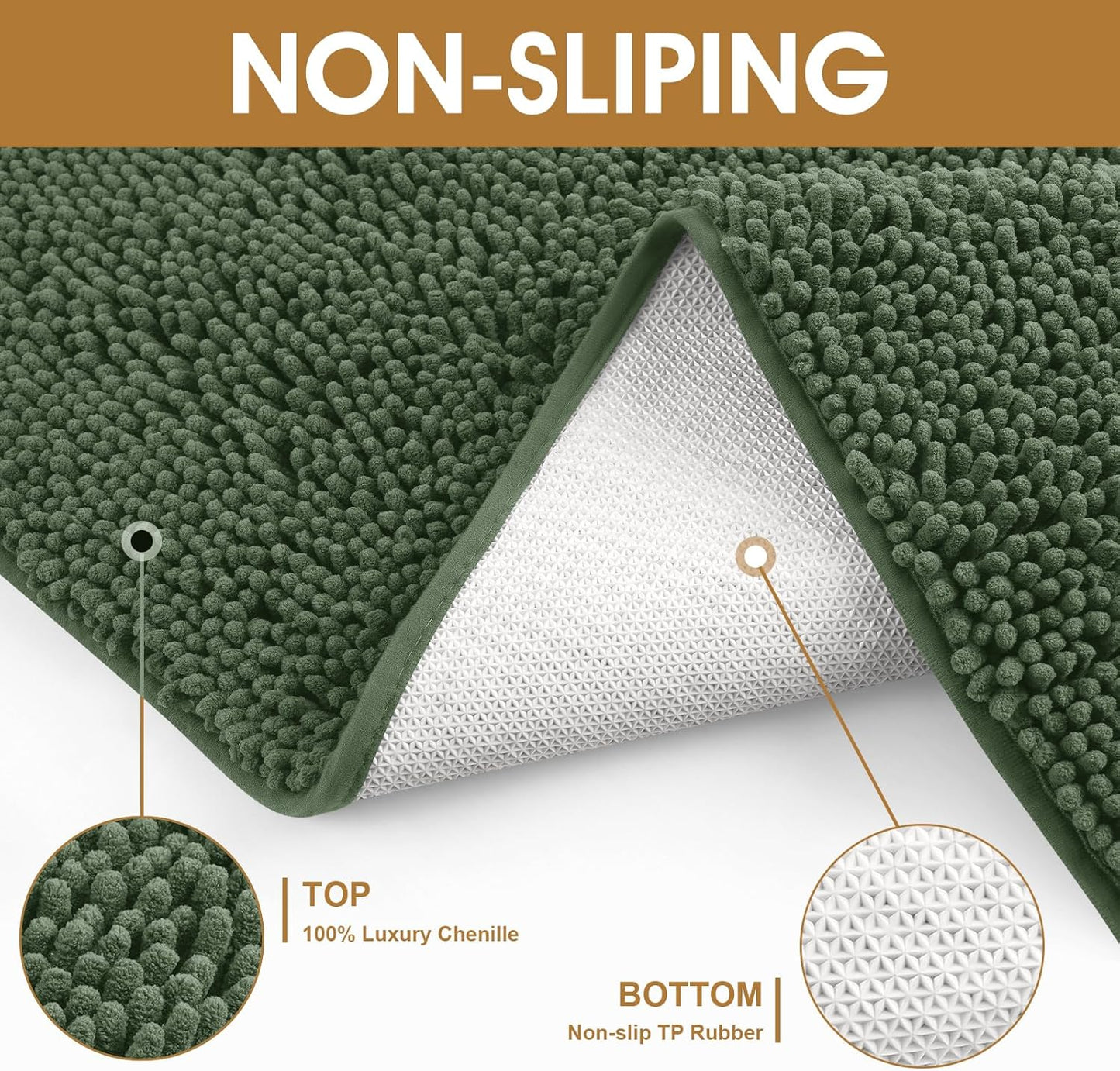 Extra Large Dog Door Mats for Muddy Paws, Chenille Absorbent Dog Mats, Non Slip Heavy Mud Mat for Dogs, Soft Pet Mat for Entryway, Mud Paws, Inside Floor,60" x 36", Olive