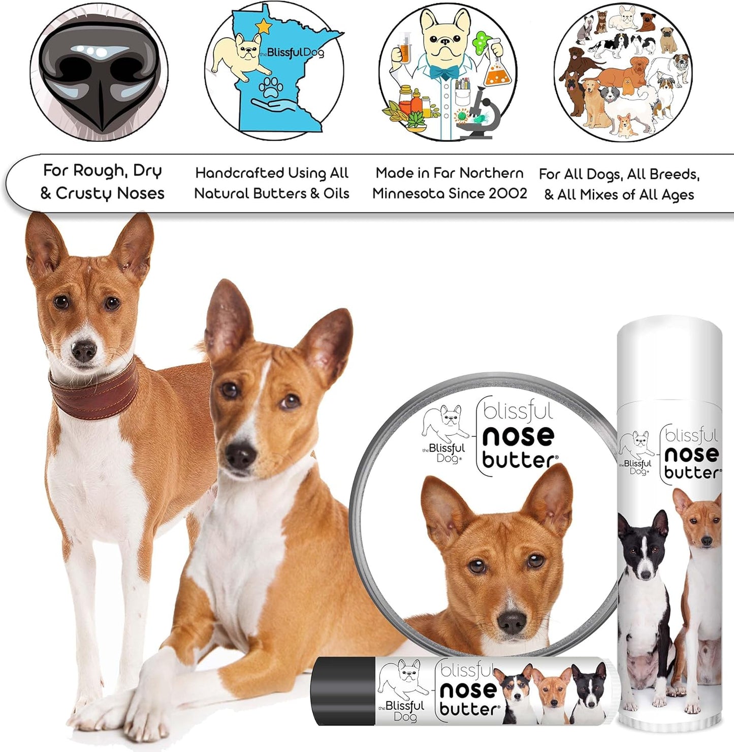 The Blissful Dog Basenji Unscented Nose Butter - Dog Nose Butter, 8 Ounce