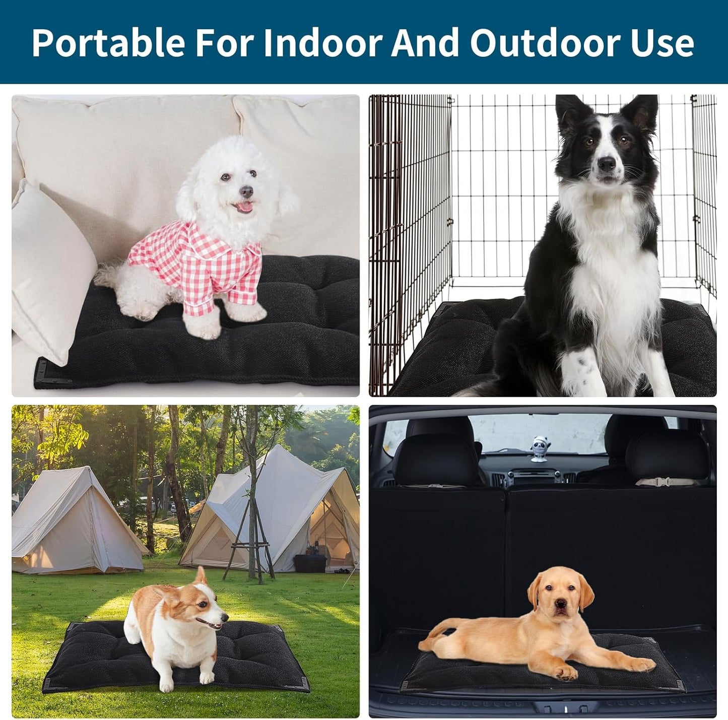 BALAPET Chew Proof Dog Bed with Metal Rivet Corner for Large Dogs, Stable Kennel Pad Mat for Teething Puppy, Durable Indoor Outdoor Crate Pad for Medium Dog Crates, 41"x28"