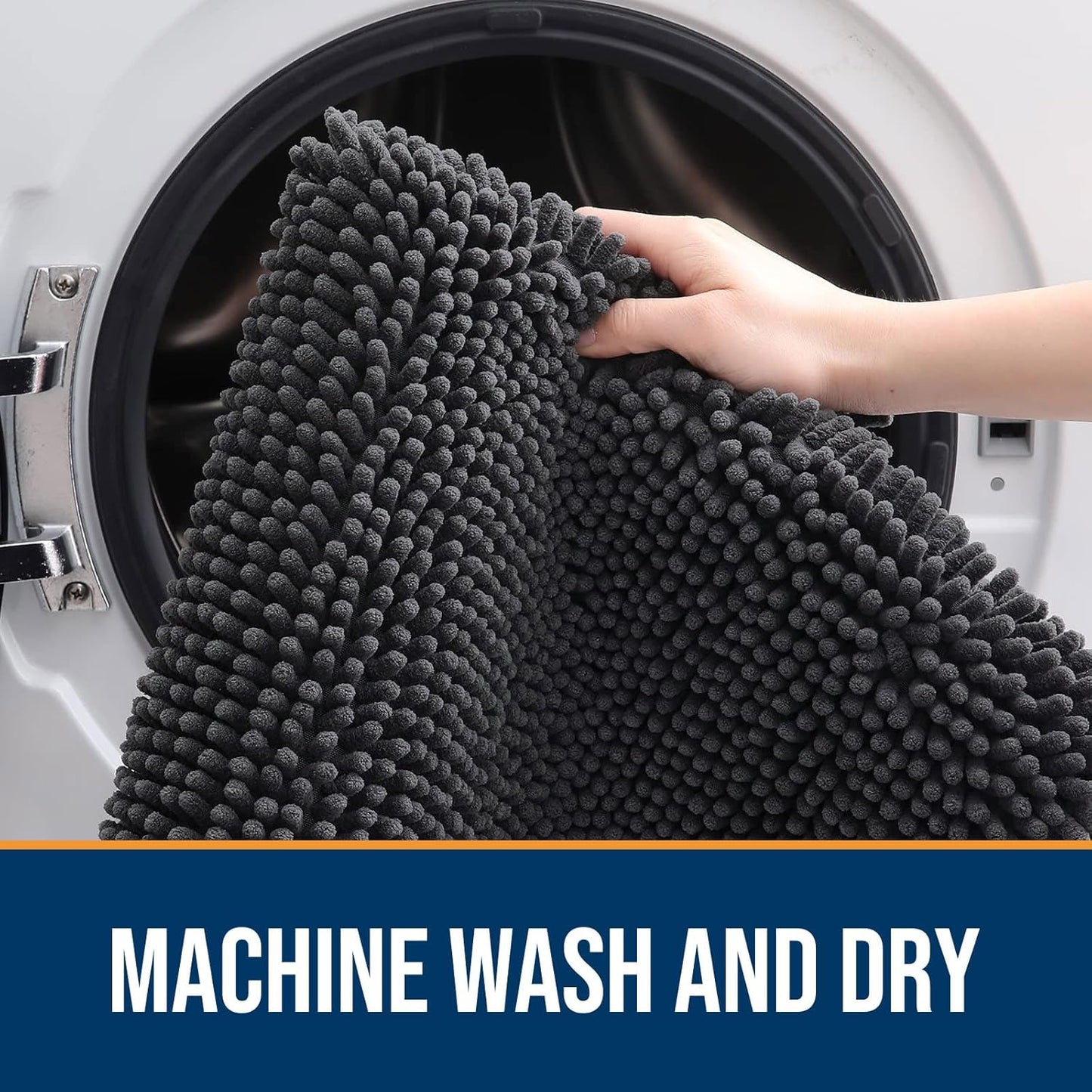 OLANLY Dog Door Mat for Muddy Paws 40x32, Absorbs Moisture and Dirt, Absorbent Non-Slip Washable Doormat, Quick Dry Chenille Mud Mat for Dogs, Entry Indoor Entryway Carpet for Inside Floor, Dark Grey