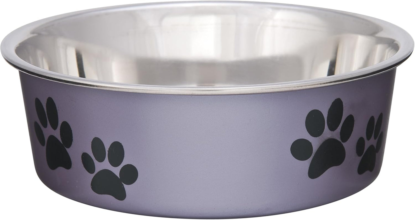 Loving Pets Bella Dog Bowls- Stainless Steel Dog & Cat Bowls - Spill Proof Dog Food Bowl, Cat Bowl, Puppy Essentials & Pet Supplies Great for Home & Travel (Small 10-20 lbs, Grape)