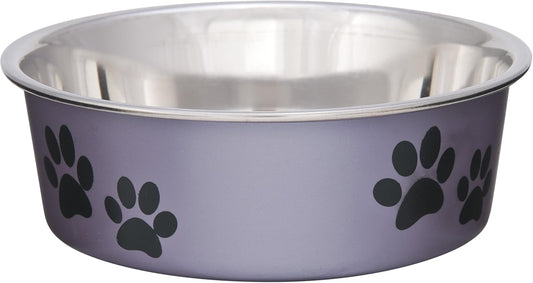 Loving Pets Bella Dog Bowls- Stainless Steel Dog & Cat Bowls - Spill Proof Dog Food Bowl, Cat Bowl, Puppy Essentials & Pet Supplies Great for Home & Travel (Small 10-20 lbs, Grape)