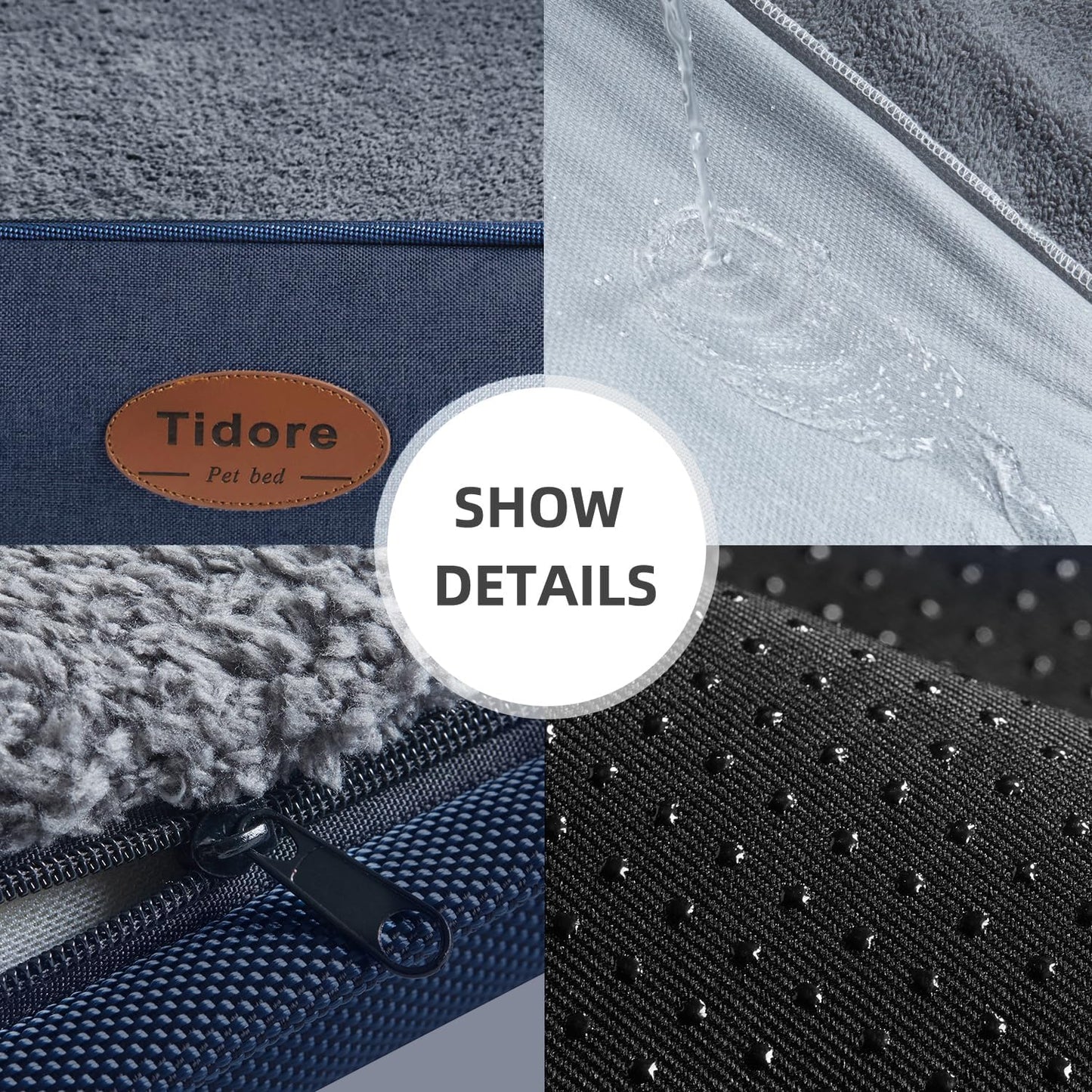 Orthopedic Dog Beds for Medium Dogs, Durable Egg Crate Foam Sofa Dog Bed wit Washable Removable Cover,Waterproof Lining,Pet Bed for Large Dogs (Dark Grey-Velvet, 31.5" L x 25.2" W x 7" Th)