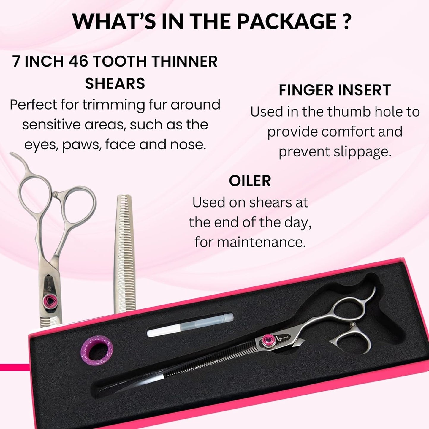 Kenchii Love Dog Grooming Scissors, 46 Tooth Thinning Shears, Dog Scissors for Grooming, Professional Pet Grooming Scissors, Heavy Duty, Durable and Sharp