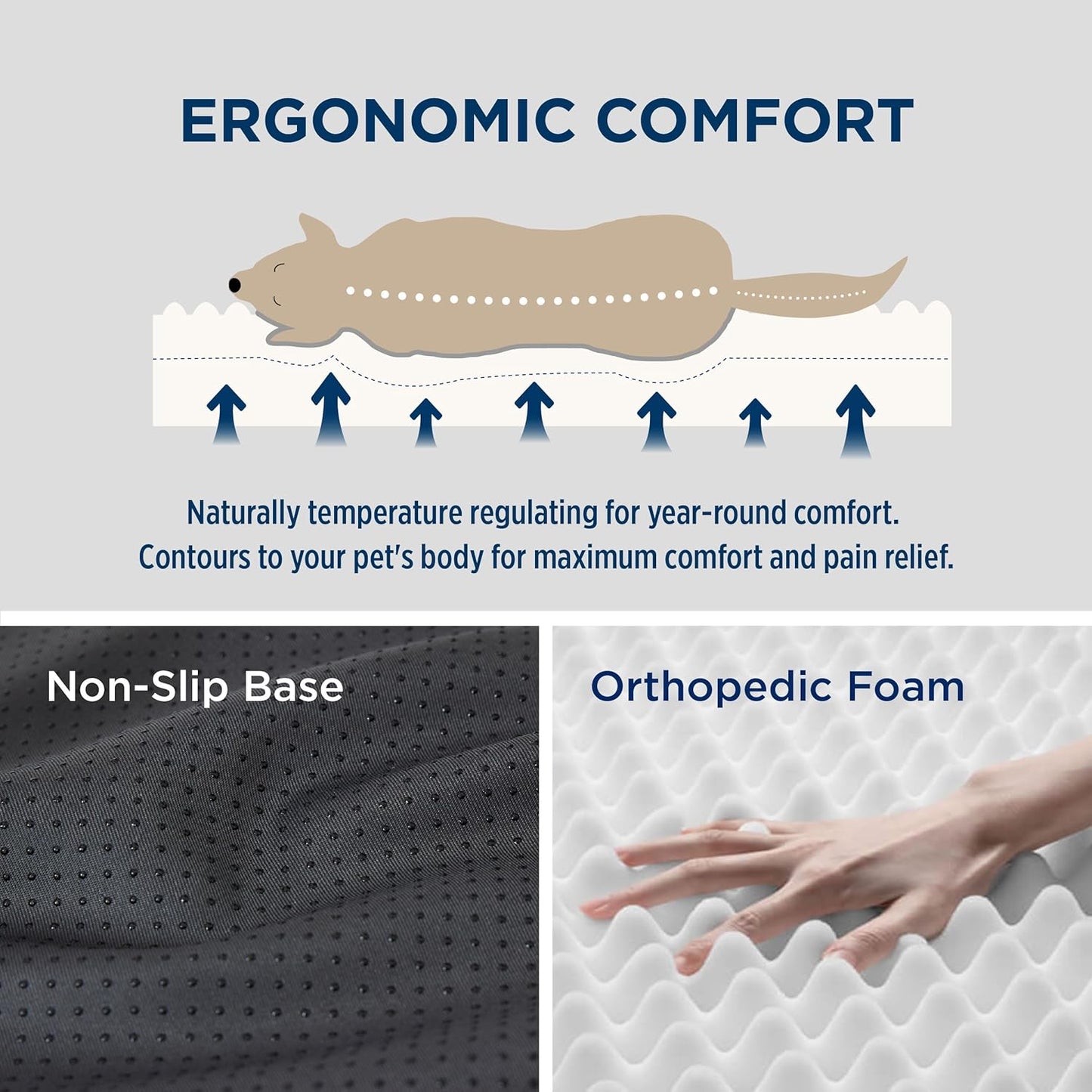 Bedsure Self Warming Dog Bed for Large Dogs - Orthopedic Waterproof Puppy Beds with Removable Washable Cover, Egg Crate Foam Pet Mat, Suitable for Pet Up to 65 lbs