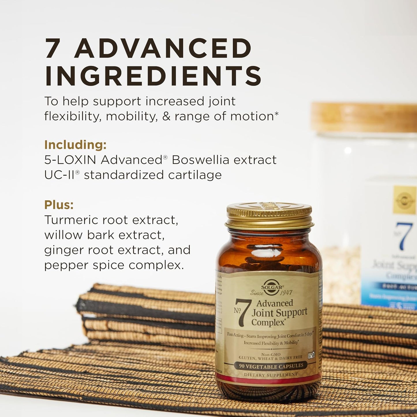 Solgar No. 7, 105 Vegetable Capsules - Joint Support & Comfort - Increased Mobility & Flexibility - Supplement for Men & Women with Ester-C Vitamin C - Gluten-Free, Non GMO, Dairy Free - 105 Servings