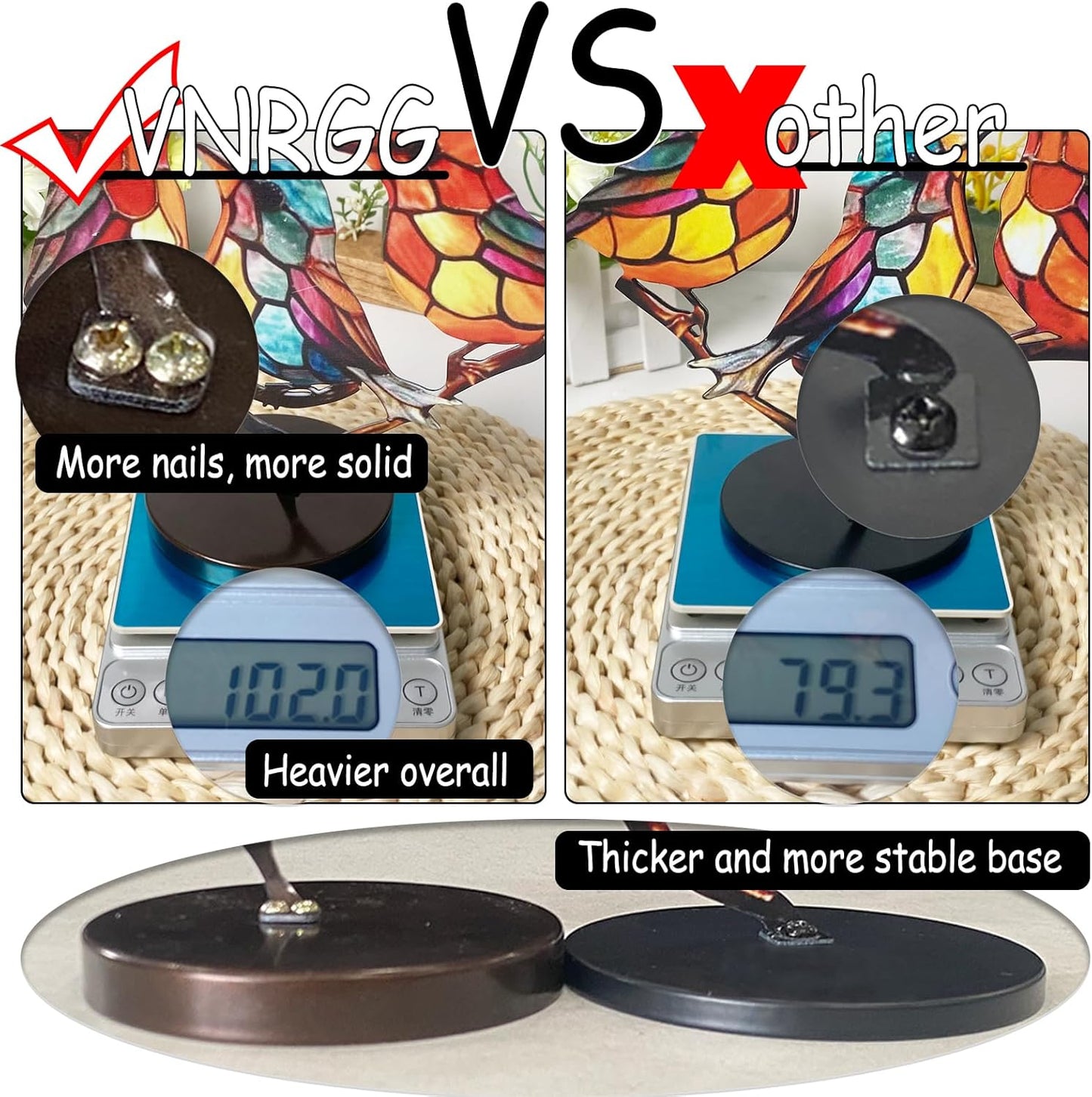 2Birds on a Branch, Metal Desktop Plane Shape Decorations, Home Bird Decorations for Office, Window, Aviary, Garden, Gifts for Bird Lovers, Boxed Set.