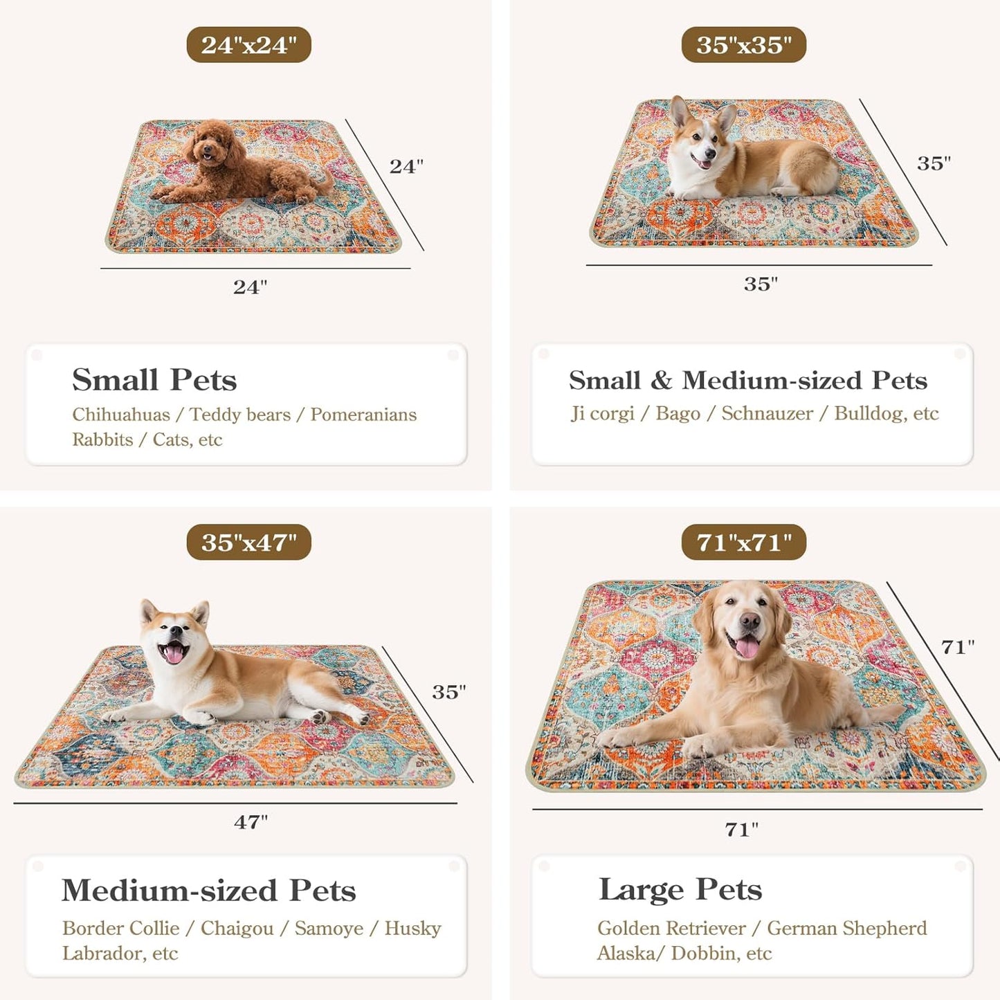 HAOCOO Washable Pee Pads for Dogs, Super Absorbent Reusable Puppy Training Pads, (2 Pack) 2Ft x 2Ft Orange Waterproof Leak-Proof and Non-Slip Whelping Pads Potty Pads for Pet Housebreaking