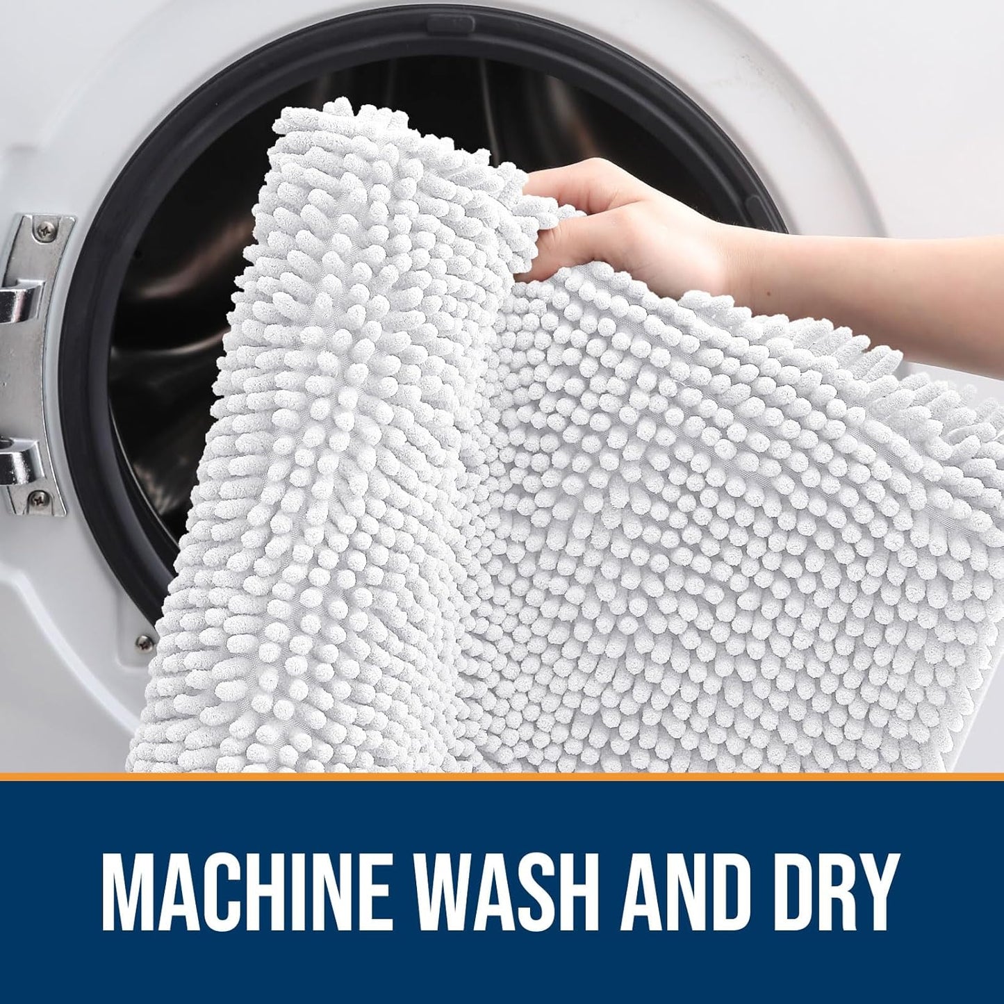 OLANLY Dog Door Mat for Muddy Paws 59x35, Absorbs Moisture and Dirt, Absorbent Non-Slip Washable Doormat, Quick Dry Chenille Mud Mat for Dogs, Entry Indoor Entryway Carpet for Inside Floor, White