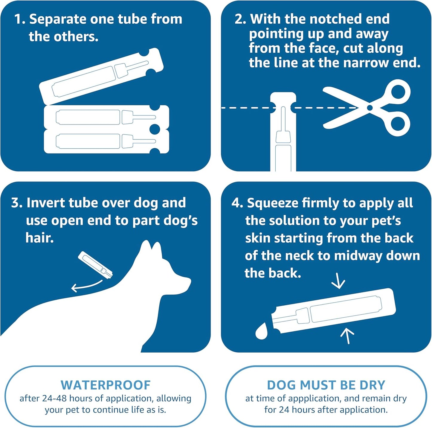 Amazon Basics Flea and Tick Topical Treatment for Medium Dogs (23-44 Pounds), 6 Count (Previously Solimo)