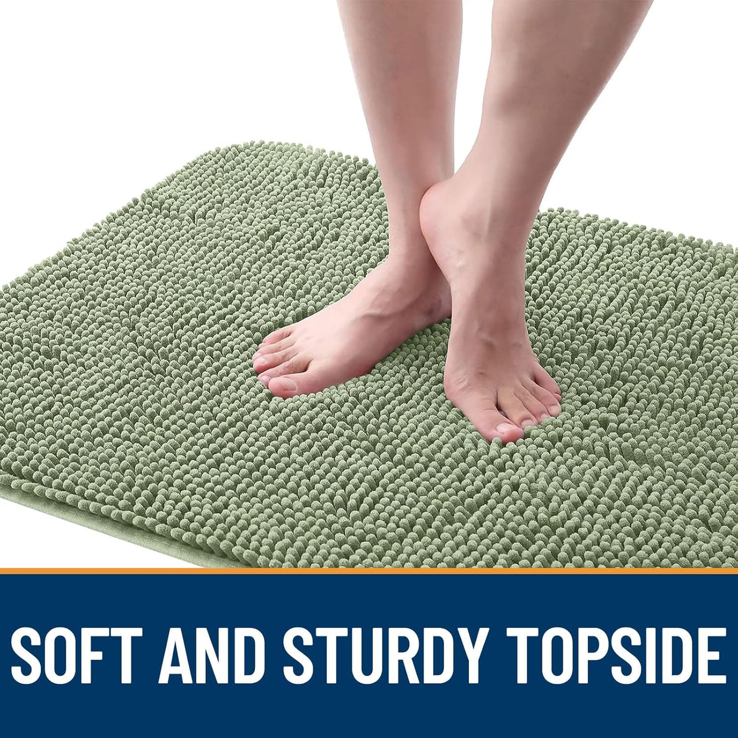 OLANLY Dog Door Mat for Muddy Paws 45x27, Absorbs Moisture and Dirt, Absorbent Non-Slip Washable Doormat, Quick Dry Chenille Mud Mat for Dogs, Entry Indoor Entryway Carpet for Inside Floor, Sage Green