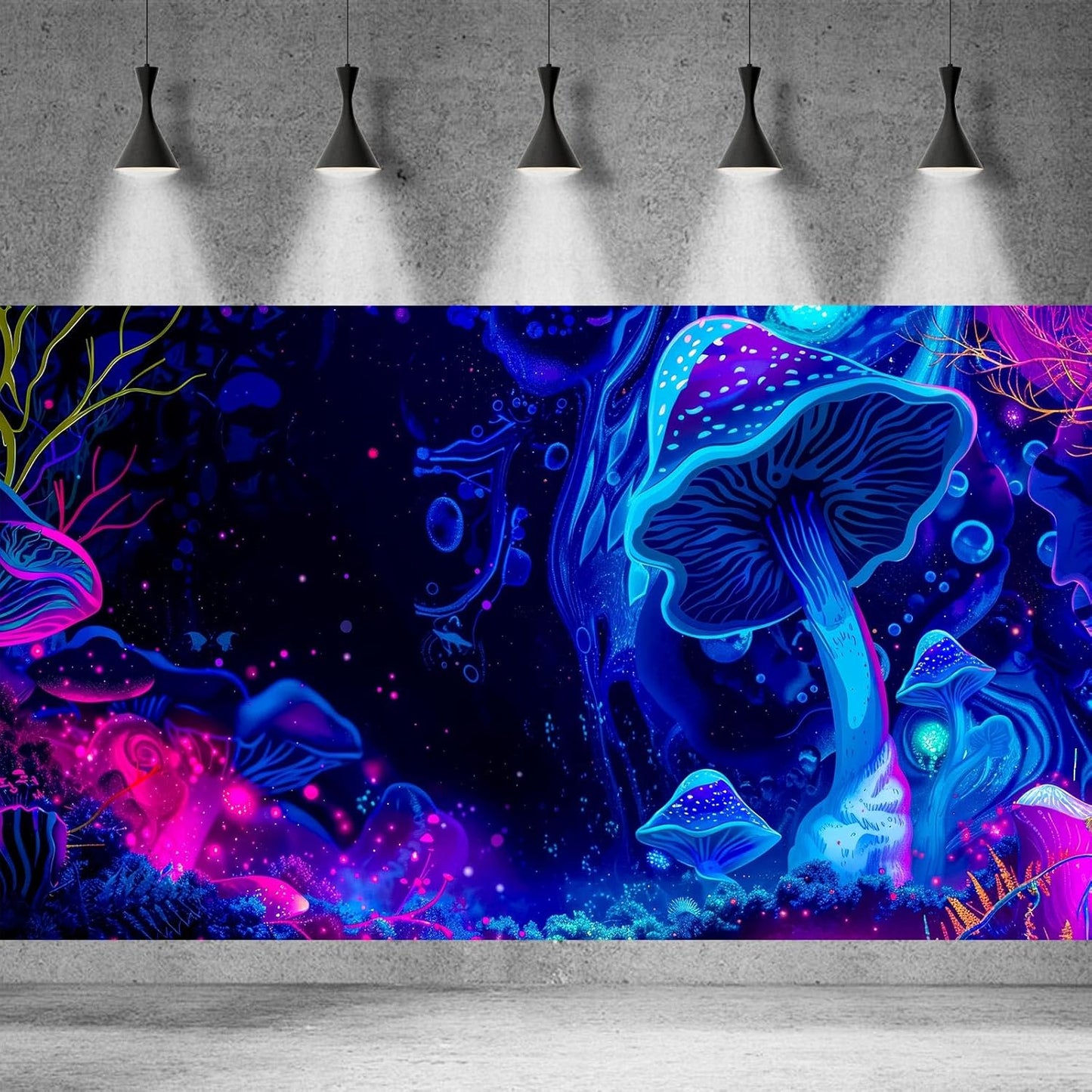 Fantasy Mushroom Forest Aquarium Background Abstract Cartoon Mushroom Reptile Tank Backgrounds Vibrant Jungle Mushrooms Theme Fish Tank Background Magic Mushrooms Reptile Enclosure Backgrounds 24x16in