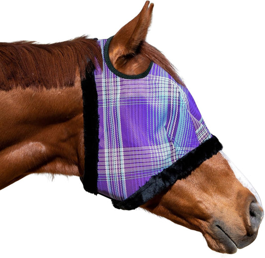 Kensington UV Fly Mask with Fleece Trim - Protective Mask with Dual Ear Opening & Forelock Freedom - Large, Lavender Mint
