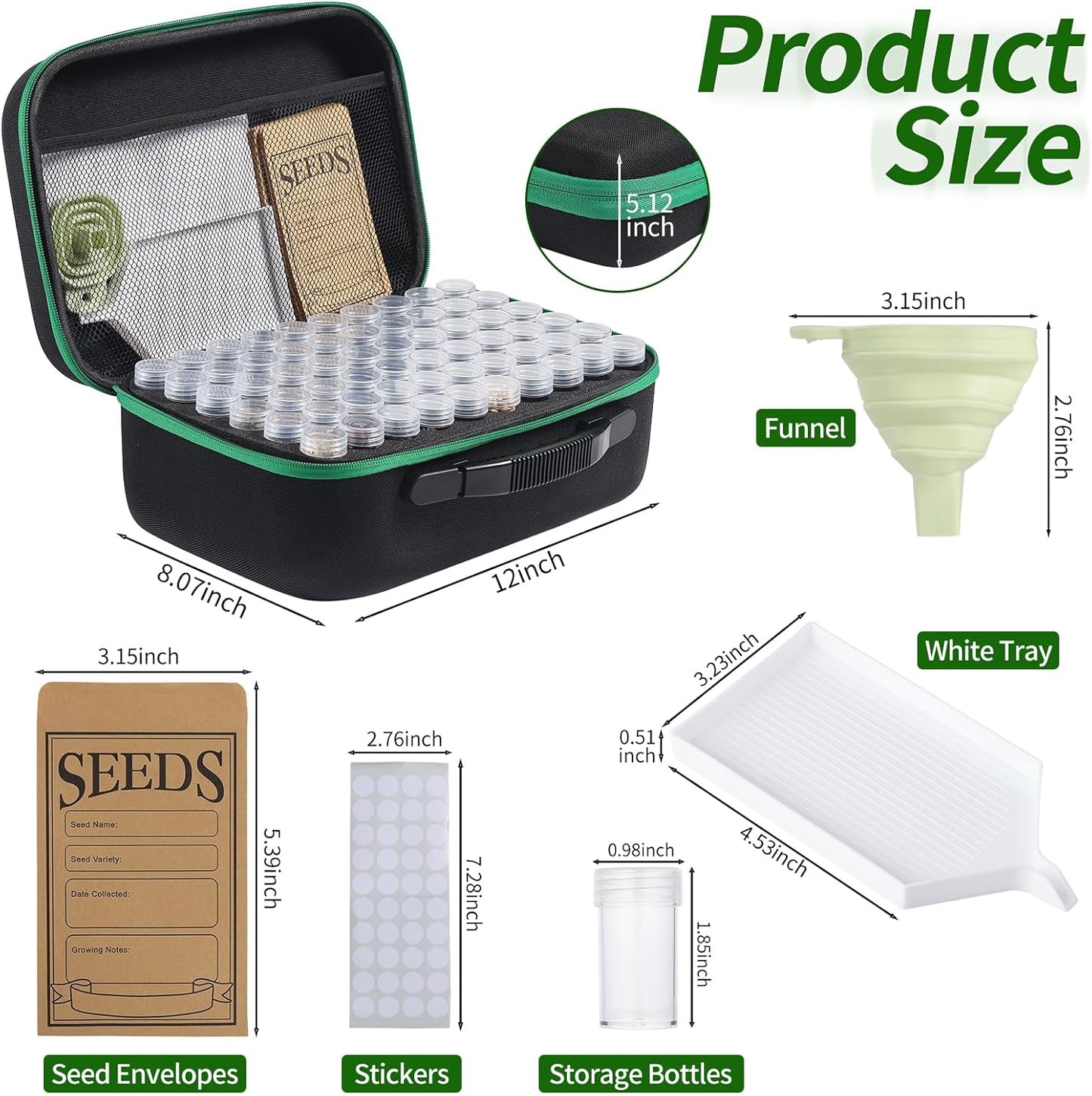 Seed Storage Box, Portable Seed Saving Box, Sturdy Seed Organizer Kit Seed Envelopes Funnel Label, Seed Container for Flower Plants Vegetable Seed, L-120 Slots