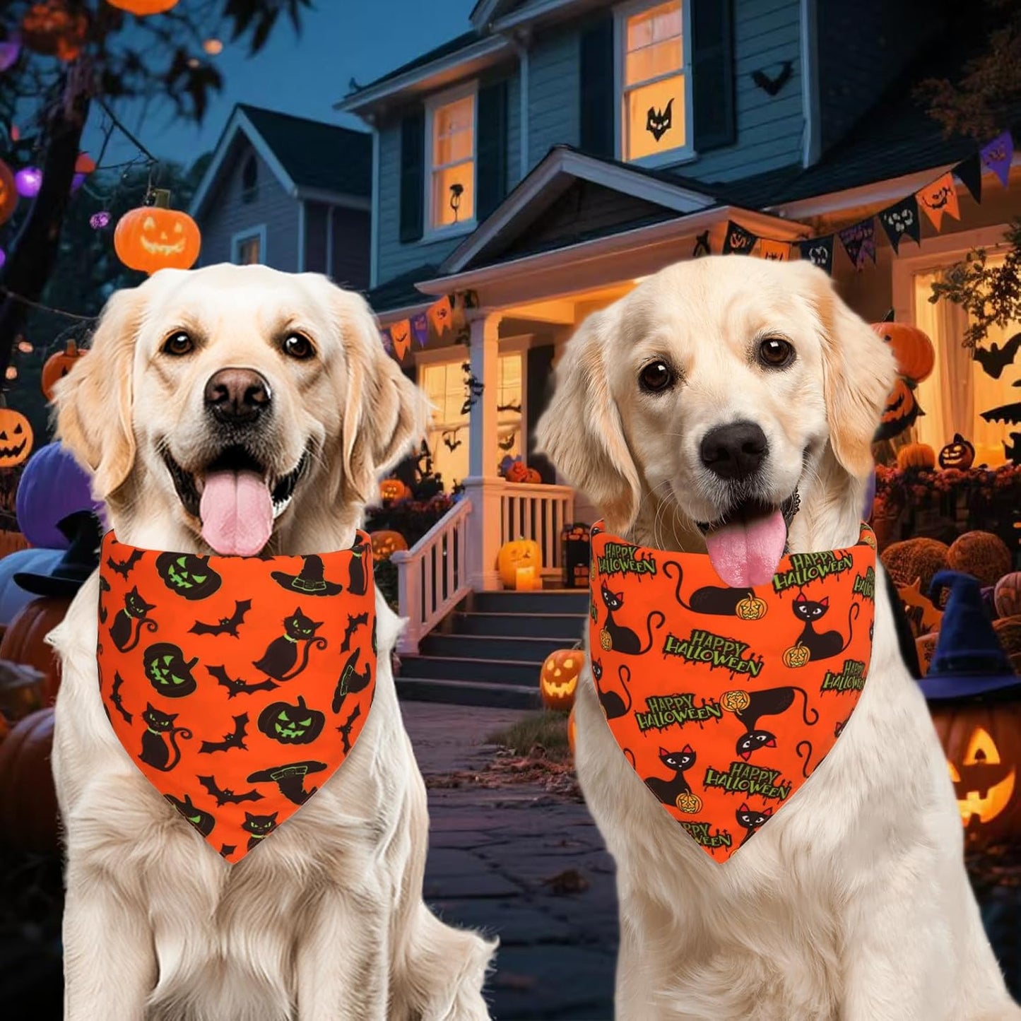 Halloween Dog Bandanas Small 3PCS, 6 Pattern Fall Scarf for Boy and Girl, Triangle Reversible Bibs Breed for Puppy Pets