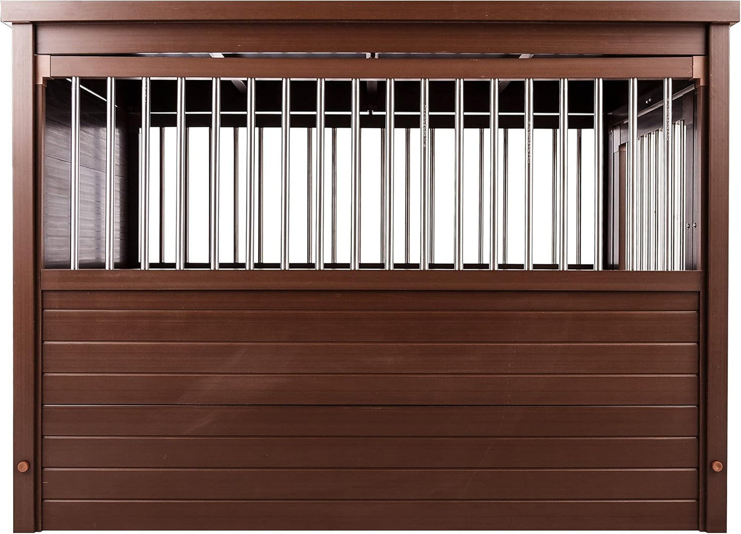 New Age Pet ECOFLEX Dog Crate End Table - Furniture-Style Pet Crate for Crate Trained Dogs - Stainless Steel Tubing & a Latched Closure - 10 Year Manufacturer's Warranty, X-Large, Brown