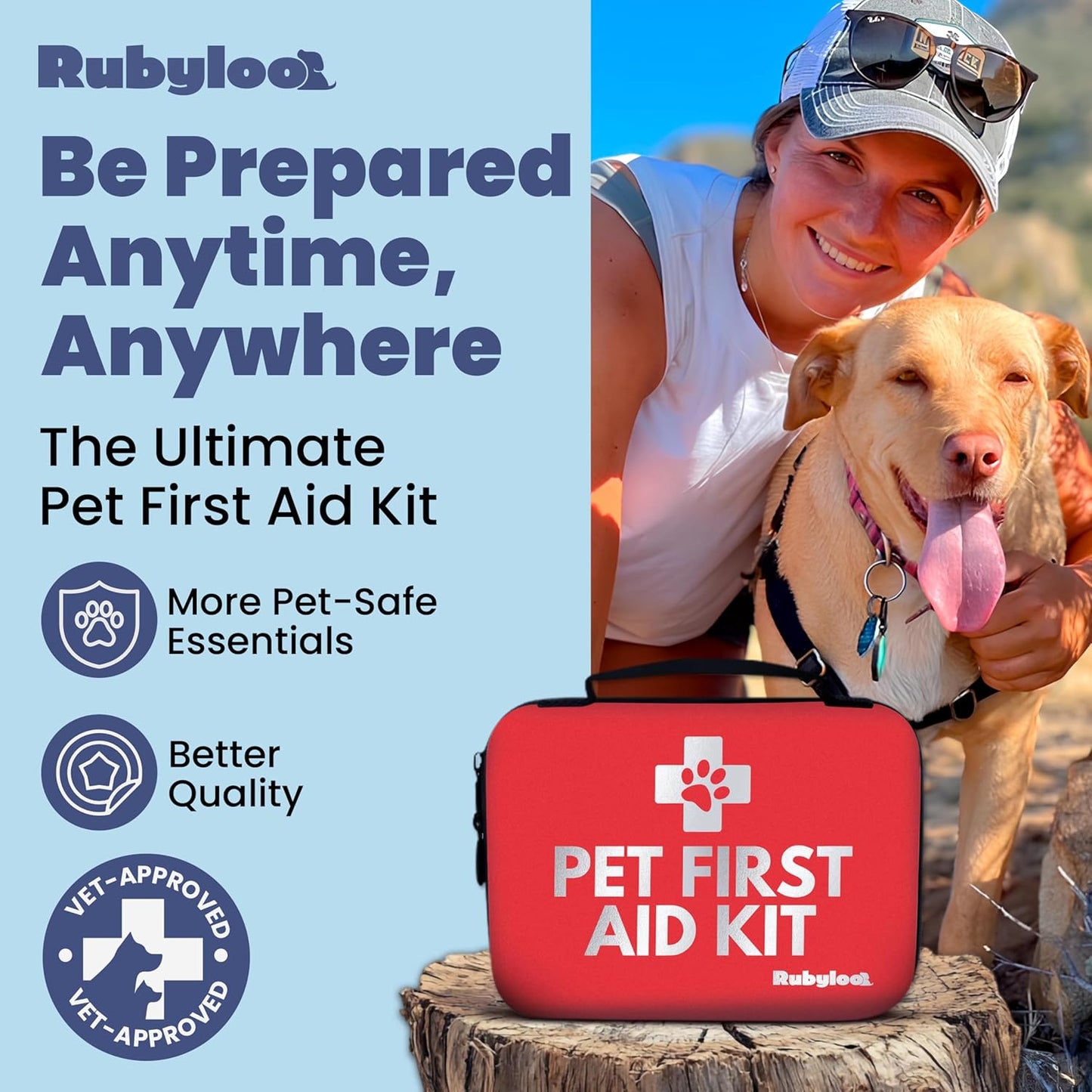 Dog First Aid Kit 3-Pack – 2 Hard-Sided & 1 Compact Travel Pet First Aid Kits – Vet-Approved Emergency Supplies with First Aid Guide, Tick Remover, Thermal Blanket for Hiking, Camping, Car, RV
