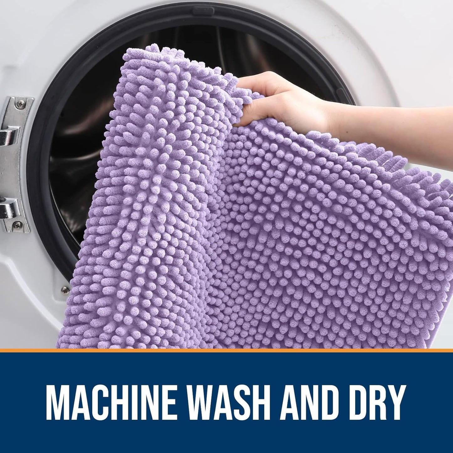 OLANLY Dog Door Mat for Muddy Paws 59x20, Absorbs Moisture and Dirt, Absorbent Non-Slip Washable Doormat, Quick Dry Chenille Mud Mat for Dogs, Entry Indoor Entryway Carpet for Inside Floor, Lavender