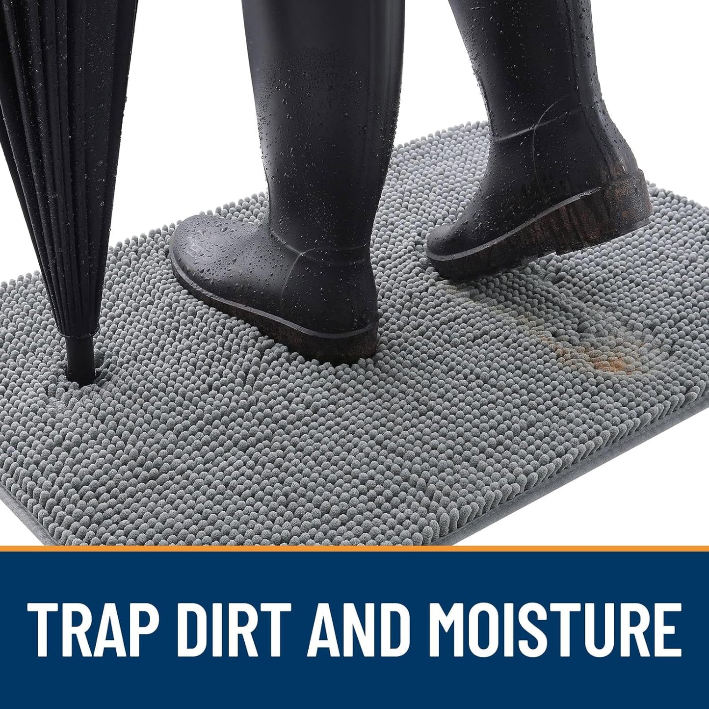 OLANLY Dog Door Mat for Muddy Paws 47x32, Absorbs Moisture and Dirt, Absorbent Non-Slip Washable Doormat, Quick Dry Chenille Mud Mat for Dogs, Entry Indoor Entryway Carpet for Inside Floor, Grey