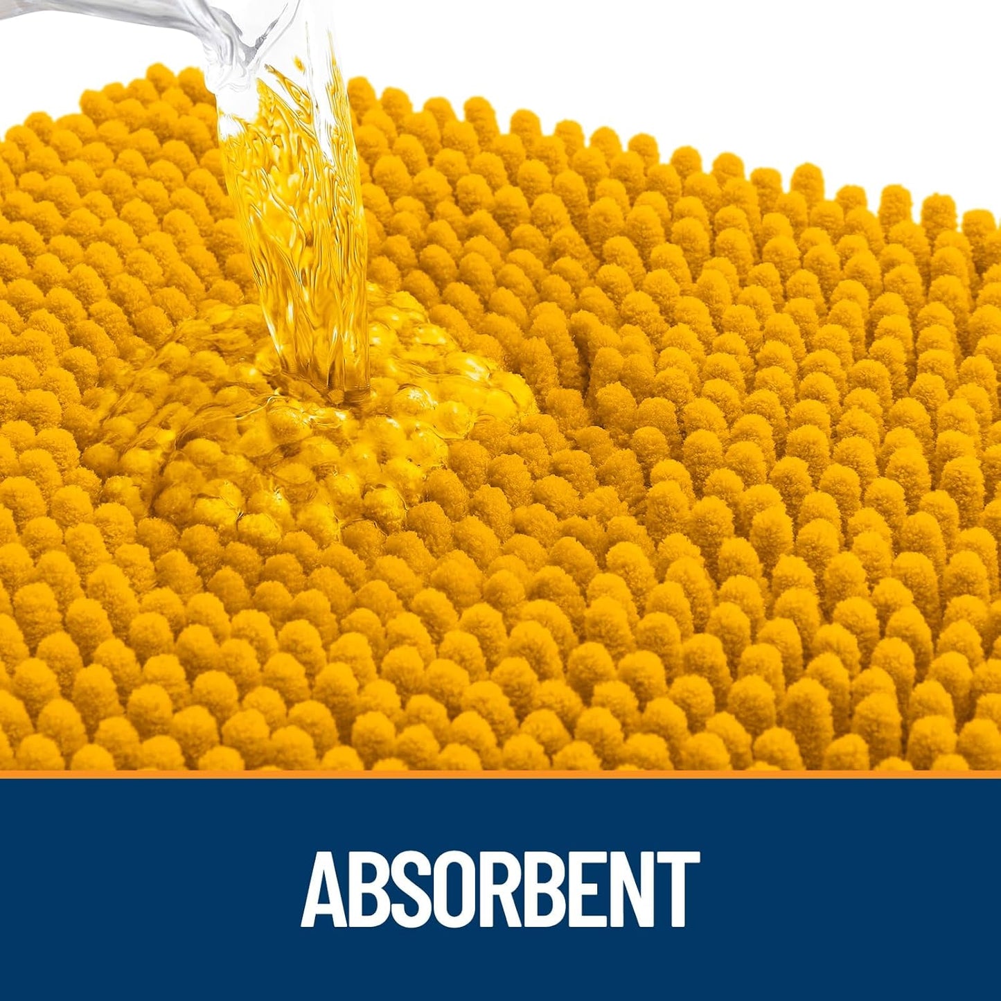 OLANLY Dog Door Mat for Muddy Paws 44x24, Absorbs Moisture and Dirt, Absorbent Non-Slip Washable Doormat, Quick Dry Chenille Mud Mat, Entry Indoor Entryway Carpet for Inside Floor, Golden Yellow