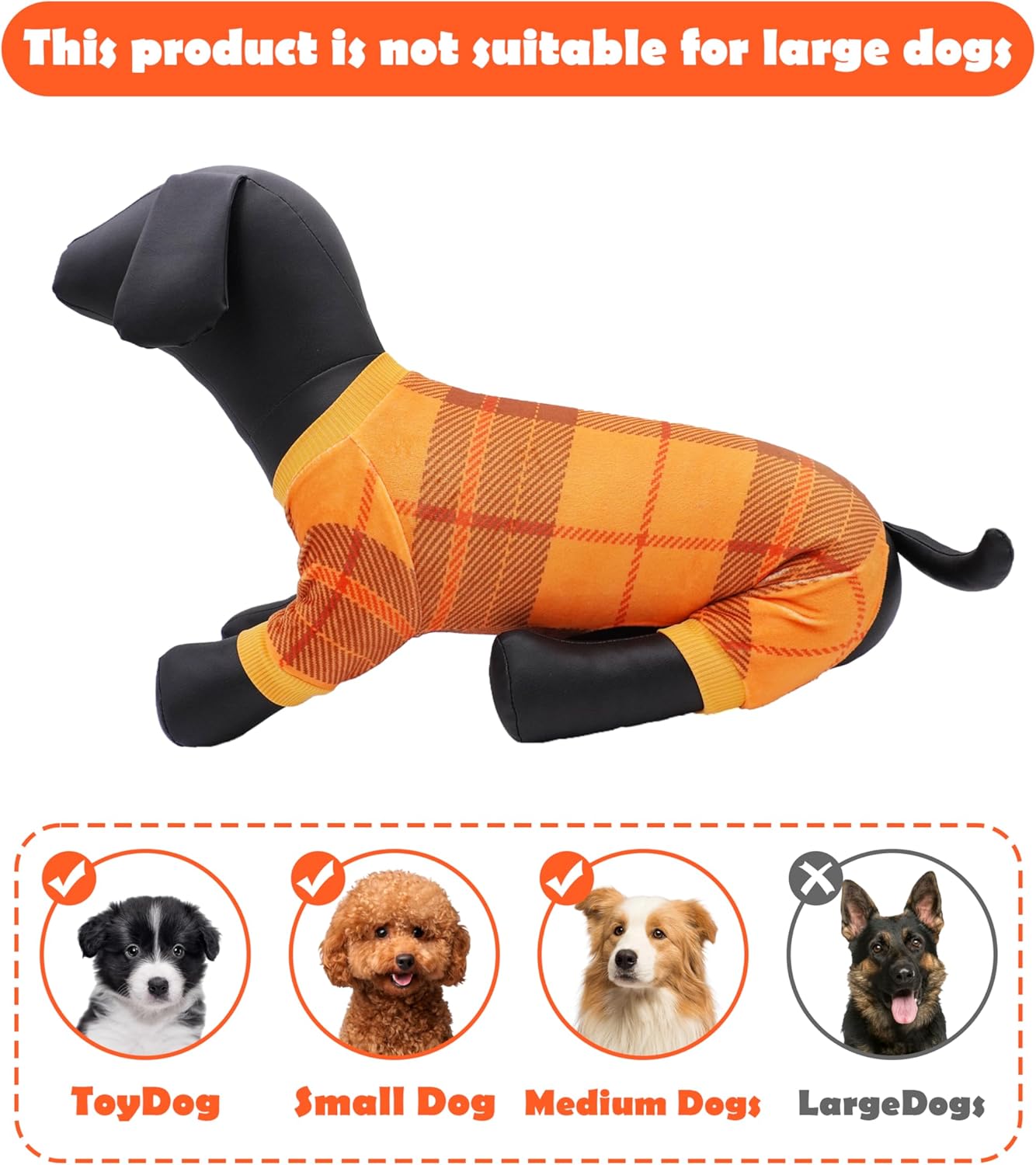 PET SHOW 4 Pack Small Dog Pajamas Holiday Dog Clothes for Medium Dogs Girl Boy Soft Stretchy PJs Plaid Jumpsuit Puppy Cats Fall Onesies Christmas Outfits with Sleeve Pets Dachshund Costume(M, Plaid)