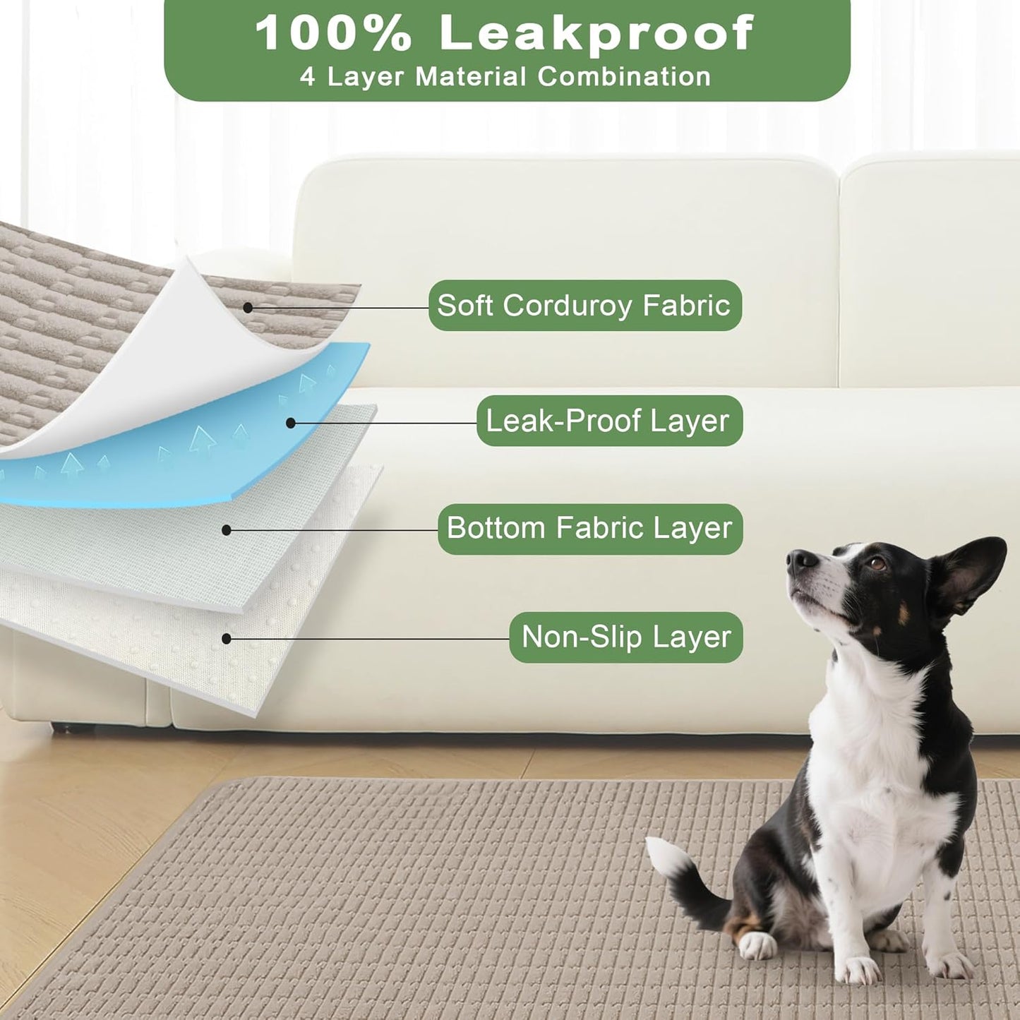 Washable Pee Pads for Dogs, 2 Pack Reusable Puppy Pads Dog Pads, Non-Slip Dog Pee Pads, Leakproof Pet Pee Pads Wee Wee Pads for Dogs. (Brown, 30"x34"(Pack of 2))