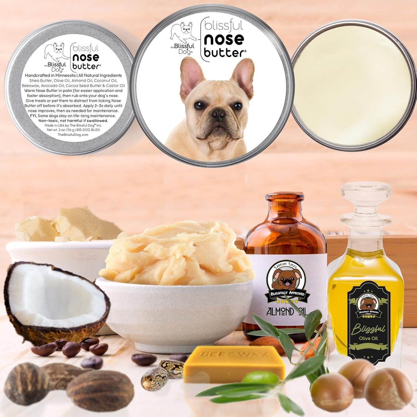 The Blissful Dog French Bulldog Fawn Unscented Nose Butter - Dog Nose Butter, 2 Ounce