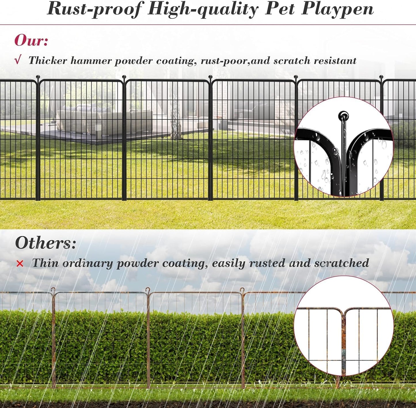 Dog Playpen Outdoor 40 inch 16 Panels Indoor Dog Pen for Large/Medium/Small Dogs Rustproof Metal Dog Fence Outdoor for Yard, Puppy Playpen with Door Portable Pet Fence for RV Camping Yard