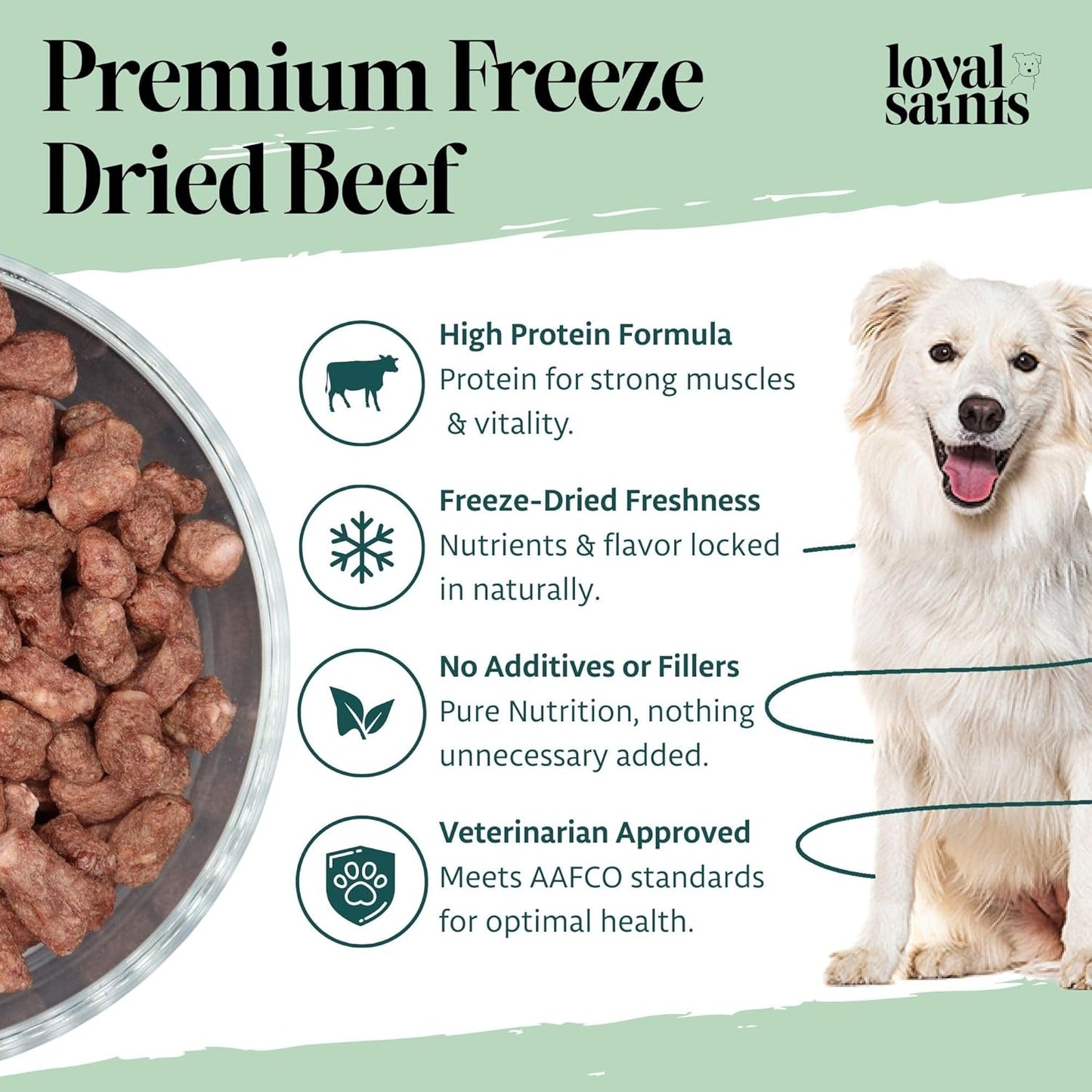 Freeze Dried Raw Dog Food - Premium Beef Flavor with High Protein and Grain Free Dog Food for Small or Large Breeds and Picky Eaters - Versatile as Meal Topper, Snack, and Treats, 14 Oz