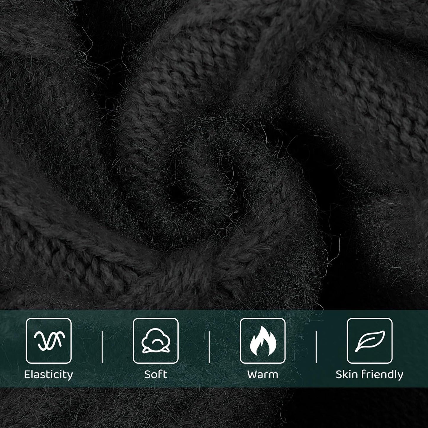 Queenmore Small Dog Pullover Sweater, Cold Weather Cable Knitwear, Classic Turtleneck Thick Warm Clothes for Chihuahua, Bulldog, Dachshund, Pug (Black, X-Large)