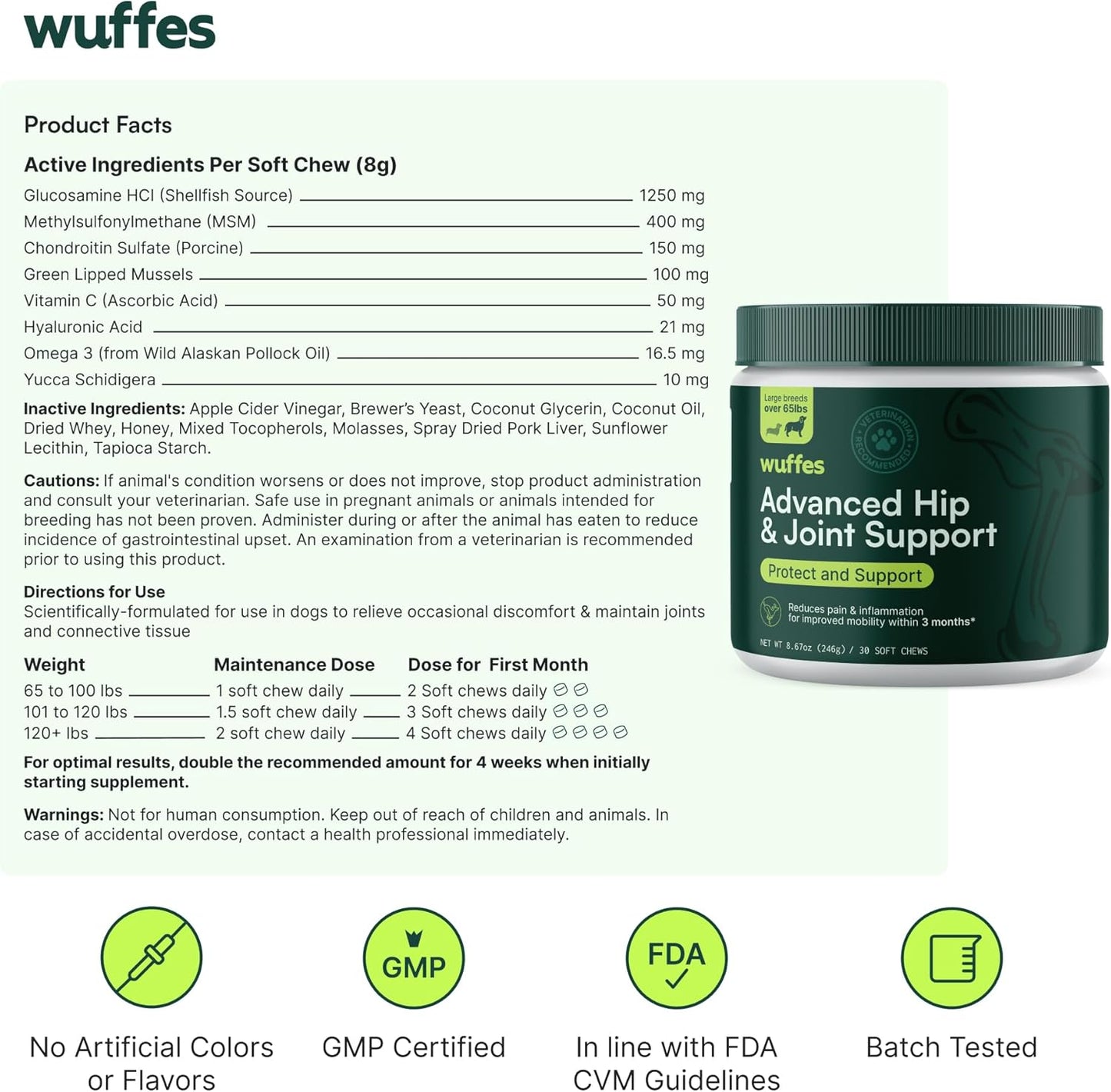 Wuffes Hip and Joint Supplement for Large Breeds and 23-in-1 Multivitamin Bundle