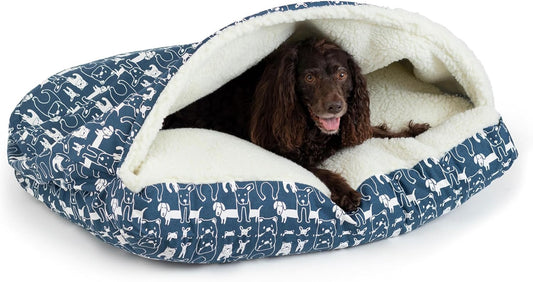 Snoozer Pet Products Luxury Rectangle Cozy Cave, Wag Collection, Medium, Pedigree Denim