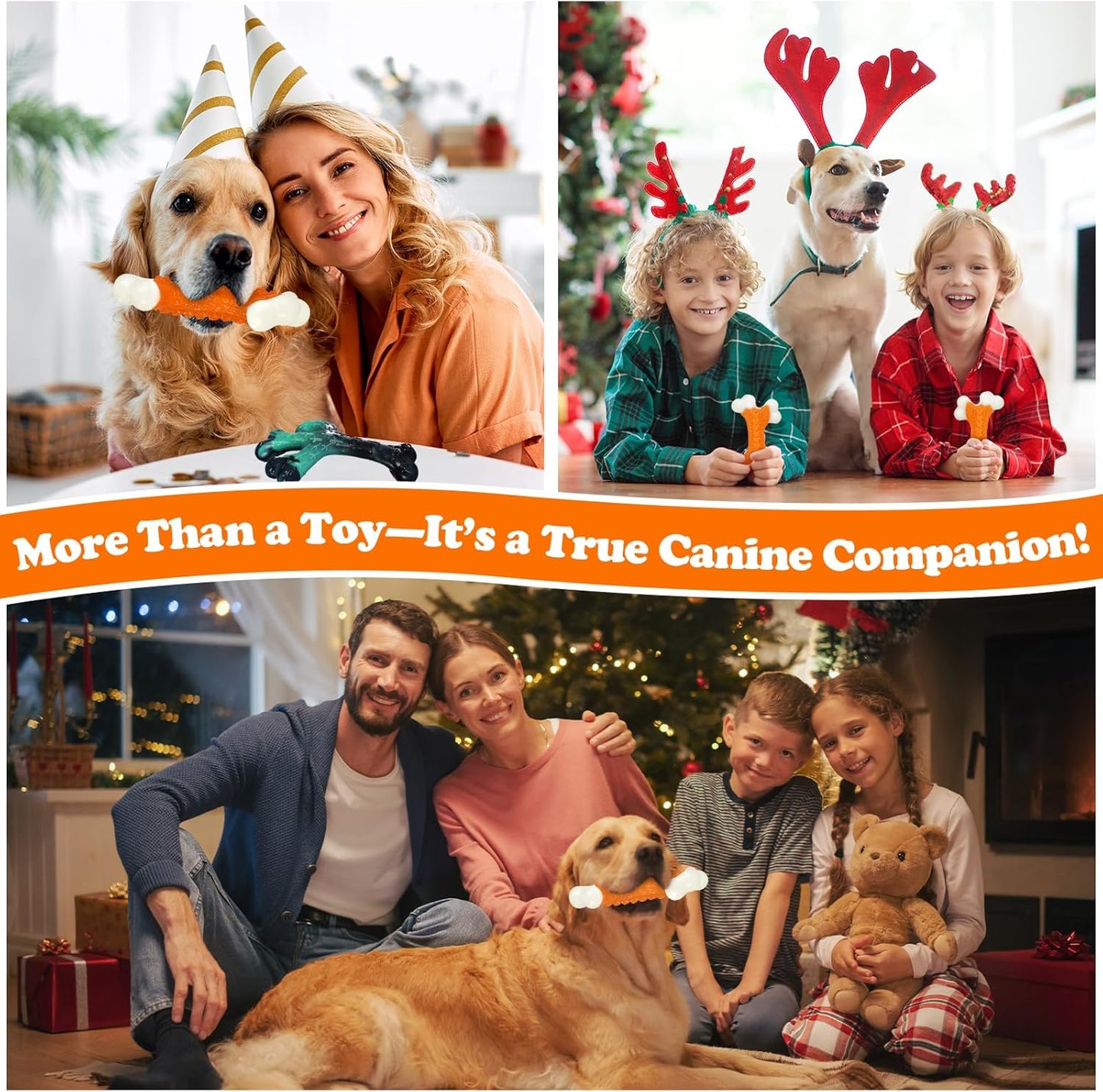 Dog Toys for Aggressive Chewers Large Breed, Tough Bones, Nylon Puppy Teething Chew Toys Medium Dogs, Heavy Duty Peanut Butter Flavor Toys