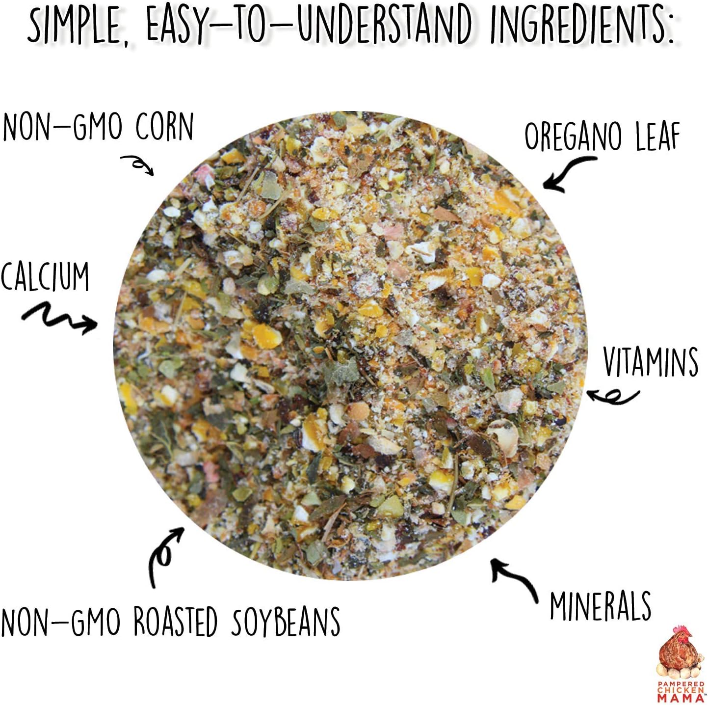 Pampered Chicken Mama Backyard Chicken Molting Supplement: Fluffiest Feathers Ever Backyard Chicken Feed and Supplies for Hens (6 Pound Economy Size)