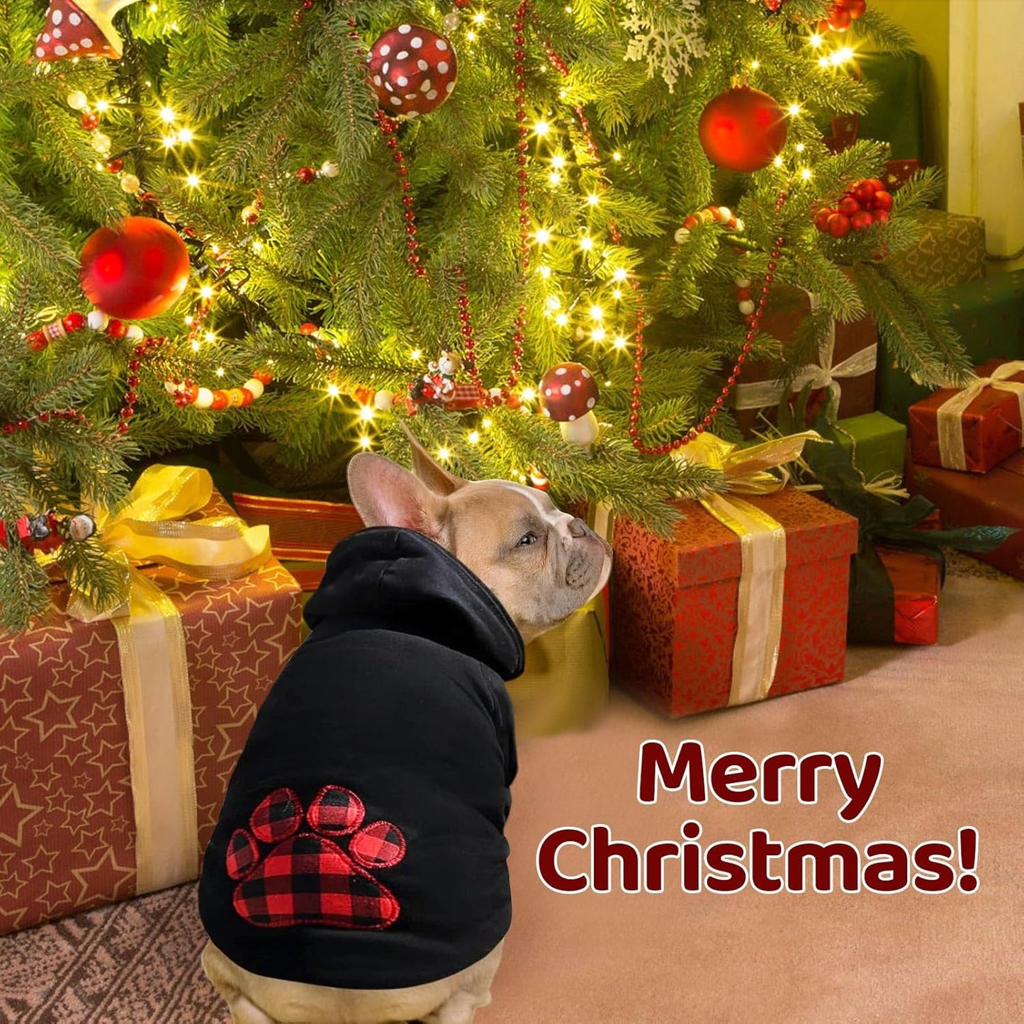 SAWMONG Dog Hoodie,Flannel Pet Hooded Sweater with Hat Puppy Pullover Sweater Shirt,Dog (Black,M)