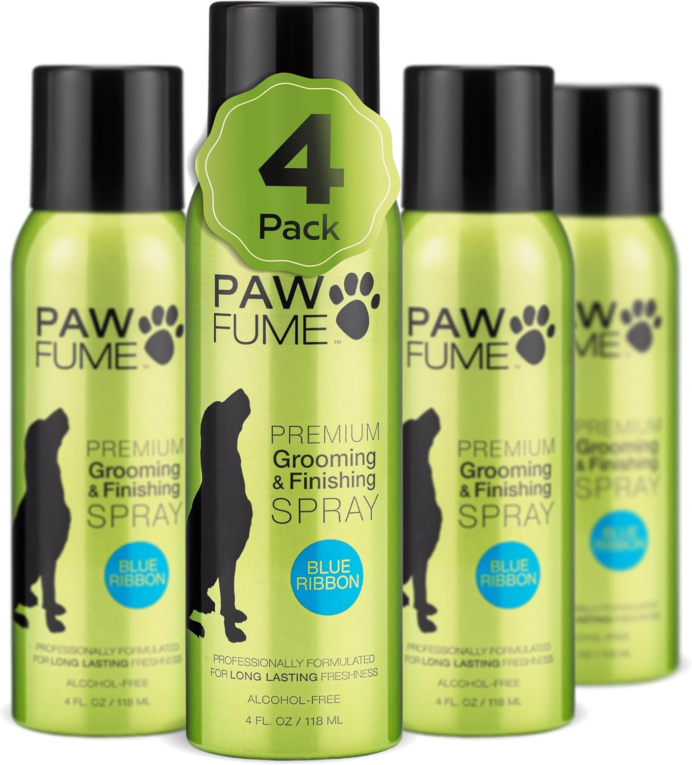 PAWFUME Dog Perfume Spray for Grooming, Blue Ribbon, 4-Pack – Keep Your Pup Fresh All Day – Probiotic, Alcohol-Free, Detangling & Moisturizing – Salon-Quality Dog Spray Deodorizer Perfume
