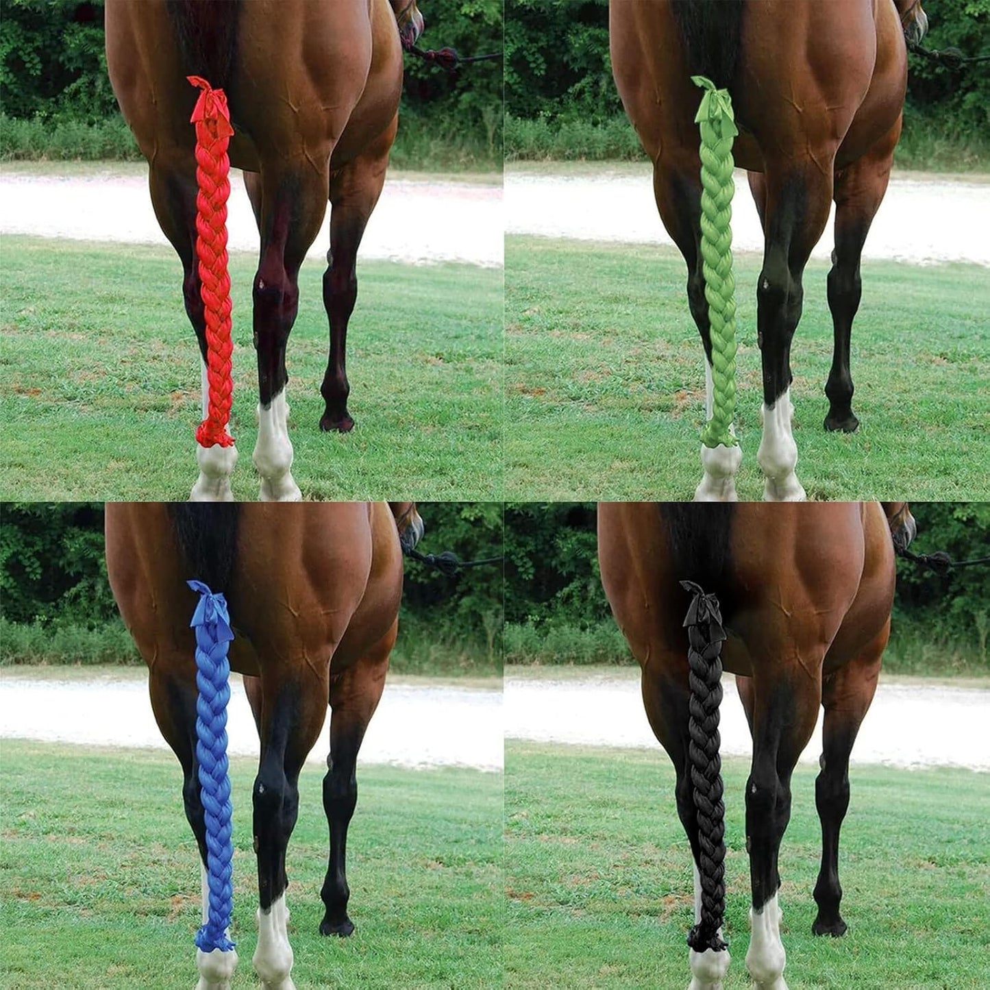 Horse Ponytail, 3 Tube Horse Tail Bag Solids for Horses (Red)