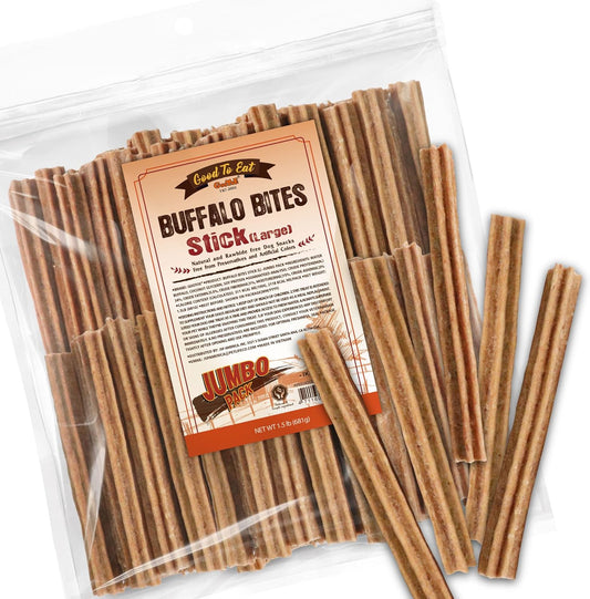 Gootoe Buffalo Dog Treats, Buffalo Bites Stick (Large) 1.5 lb Natural Low-Fat Chews for Training & Rewards, Limited Ingredient, Perfect for Medium Dogs, Resealable Bag