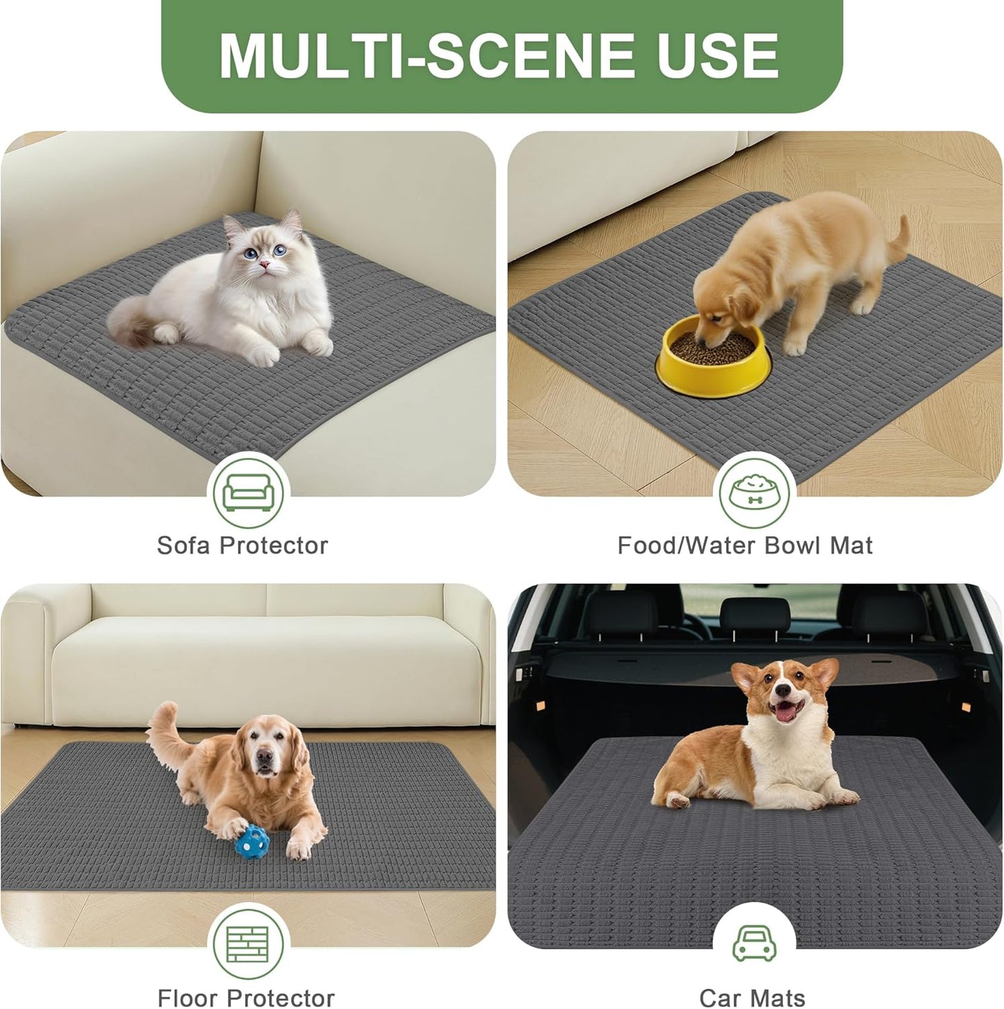 Washable Pee Pads for Dogs, 2 Pack Reusable Puppy Pads Dog Pads, Non-Slip Dog Pee Pads, Leakproof Pet Pee Pads Wee Wee Pads for Dogs. (Dark Grey, 40"x40"(Pack of 2))