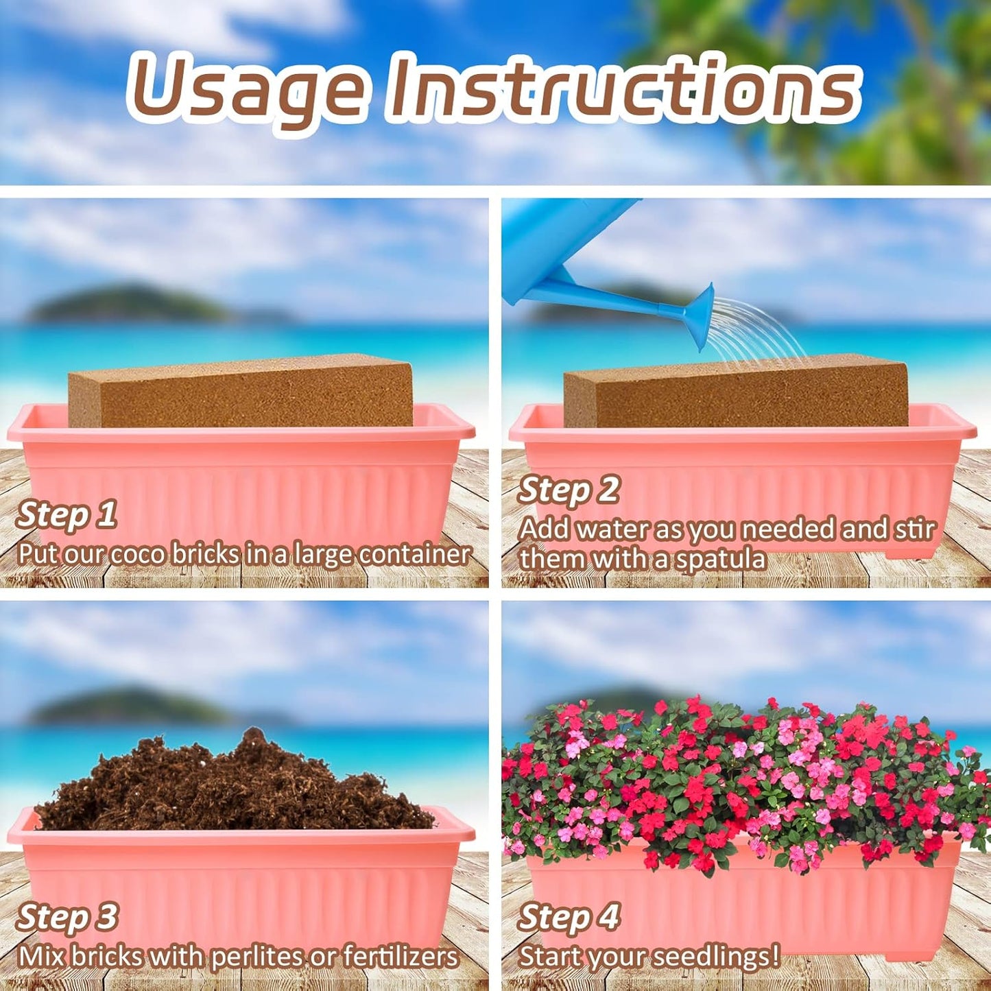 Riare 8pcs Organic Coco Coir Bricks Soil Blocks- 100% Natural Compressed Coco Peat Brick Coconut Fiber Substrate with Low EC& pH Balance, High Expansion Coco Coir Pith Coconut Husk for Garden