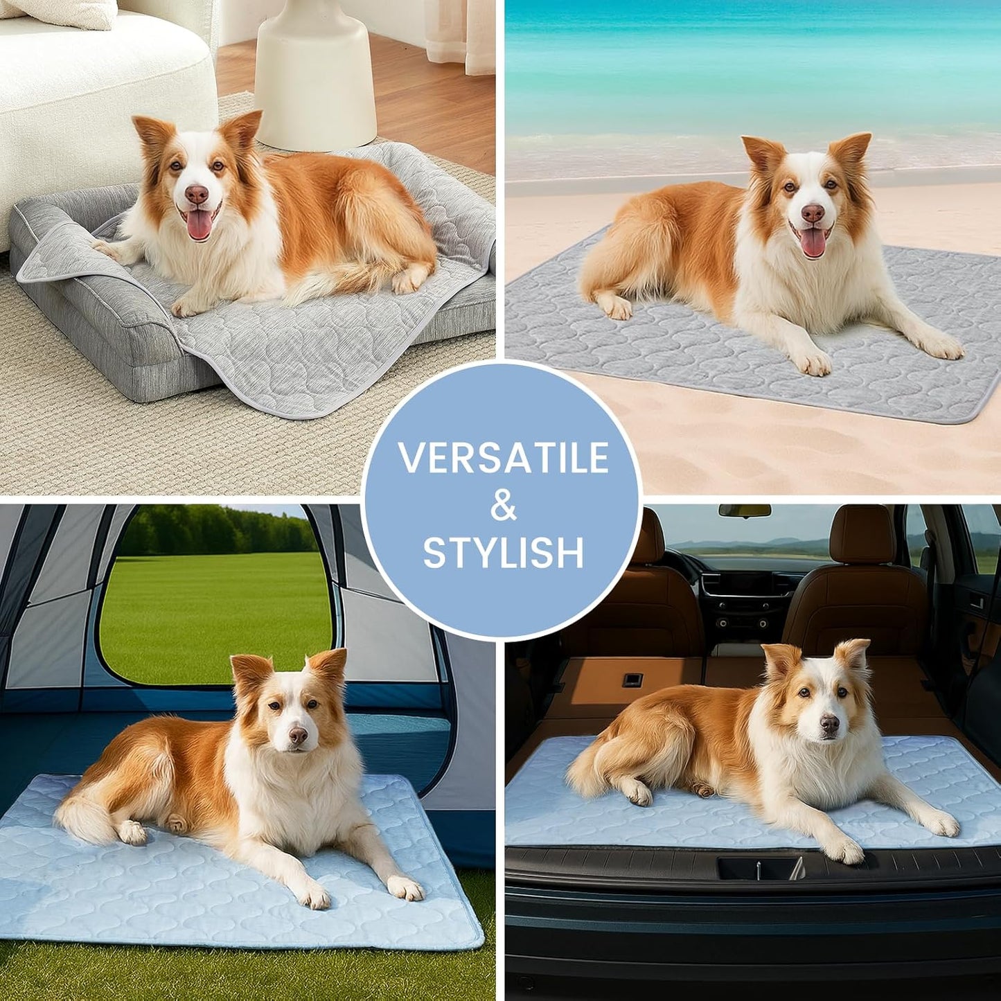 Cozy Bliss Leakproof Cooling Blanket for Large Dogs – Q-Max>0.4, Durable & Washable Dog Cooling Mat for Hot Weather, Soft Pet Throw & Couch Protector for Multiple Pets 60x80 Inch, Heather Silver Grey