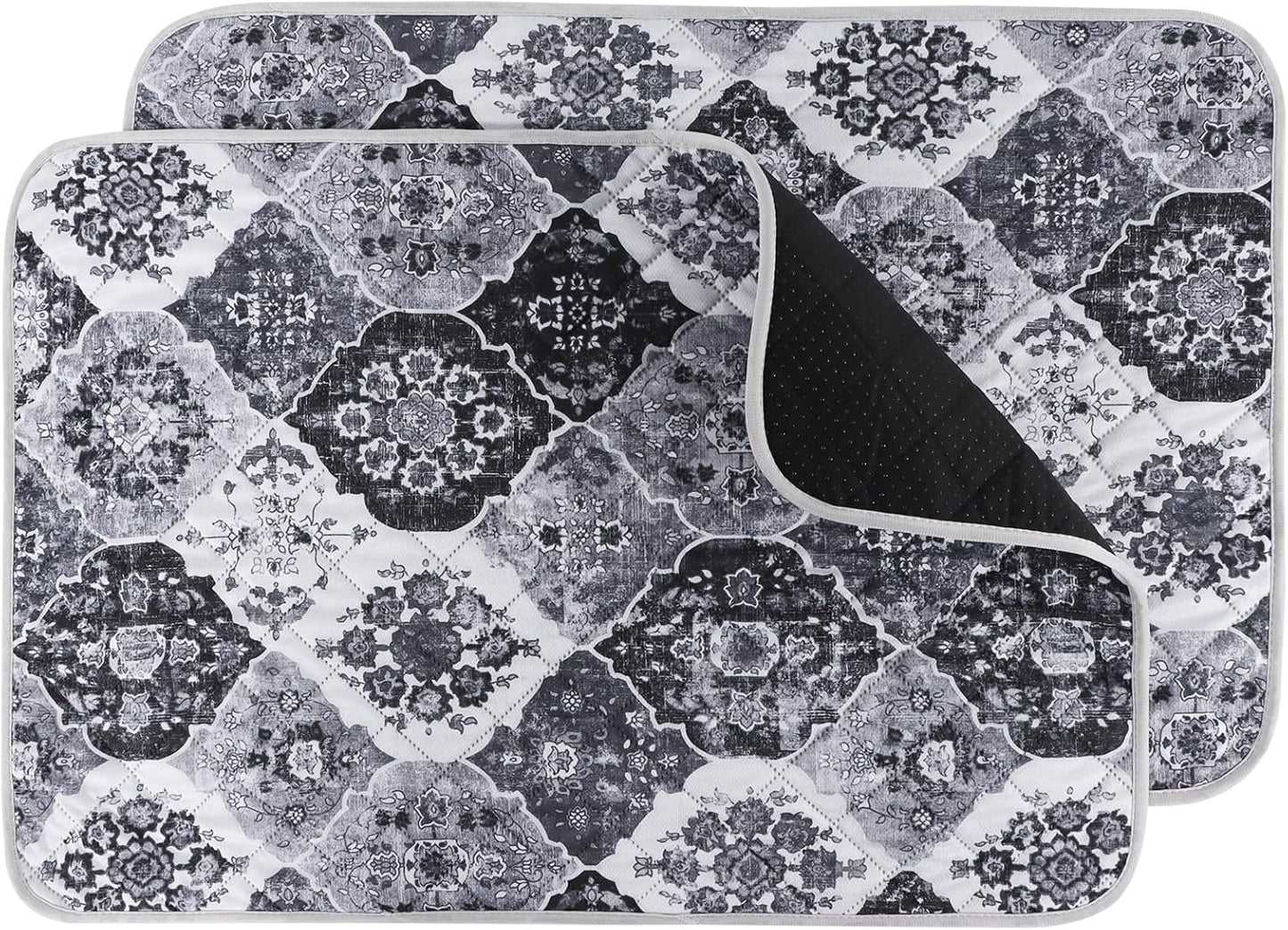 IEUUMLER Washable Pee Pads for Dogs, 2 Pack Reusable Pee Pads for Dogs Non-Slip Grip, Super Absorbent Waterproof Puppy Pads for Potty Training, Playpen, Crate, Whelping Box EU011 Black Grey, 36x48