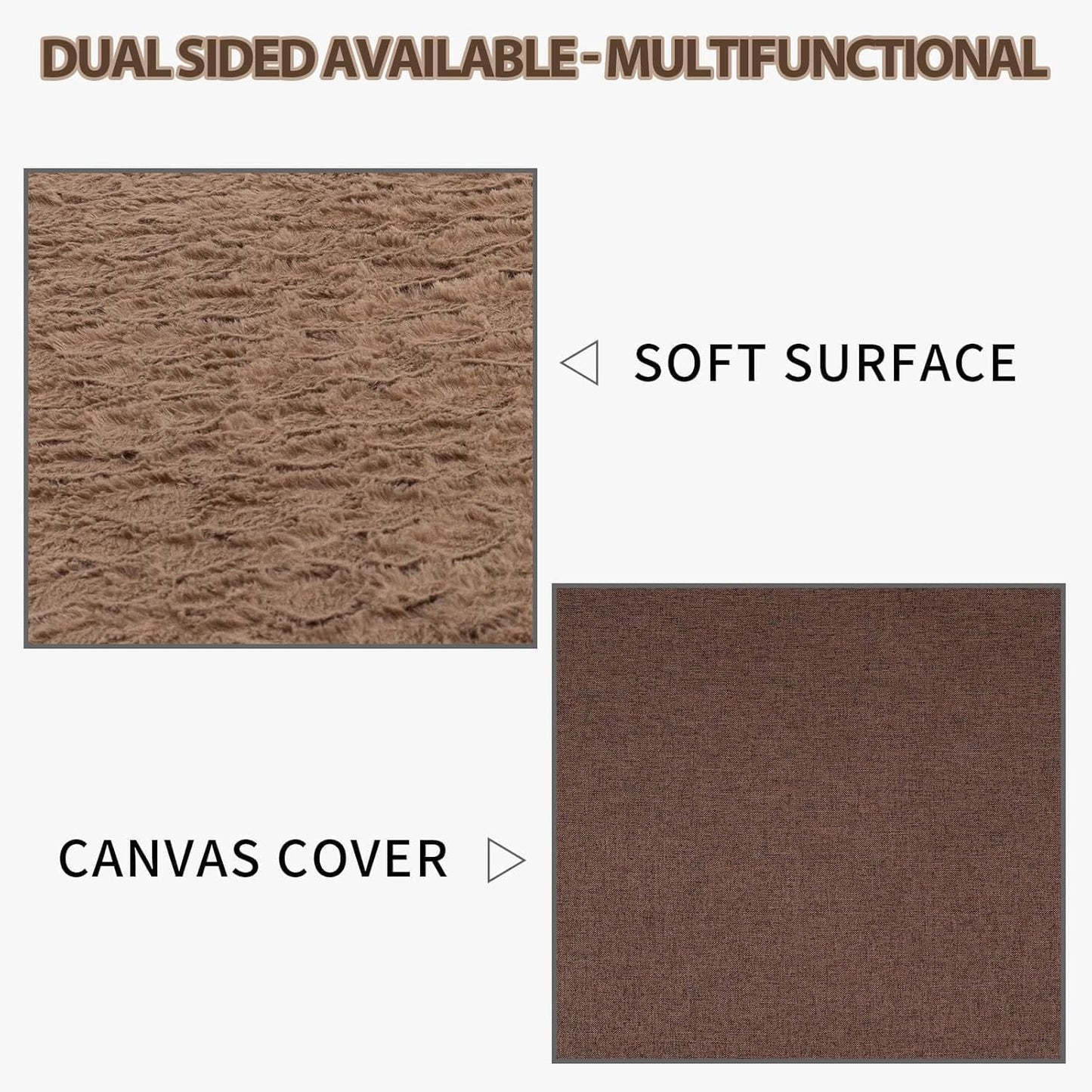 EMPSIGN Dog Bed Mat 35 Inch Reversible Warm & Cool,Washable Dog Crate Bed with Egg Crate Foam Support, Pet Sleeping Mat for Large Medium Small Dogs, Fluffy Kennel Pad(Brown)