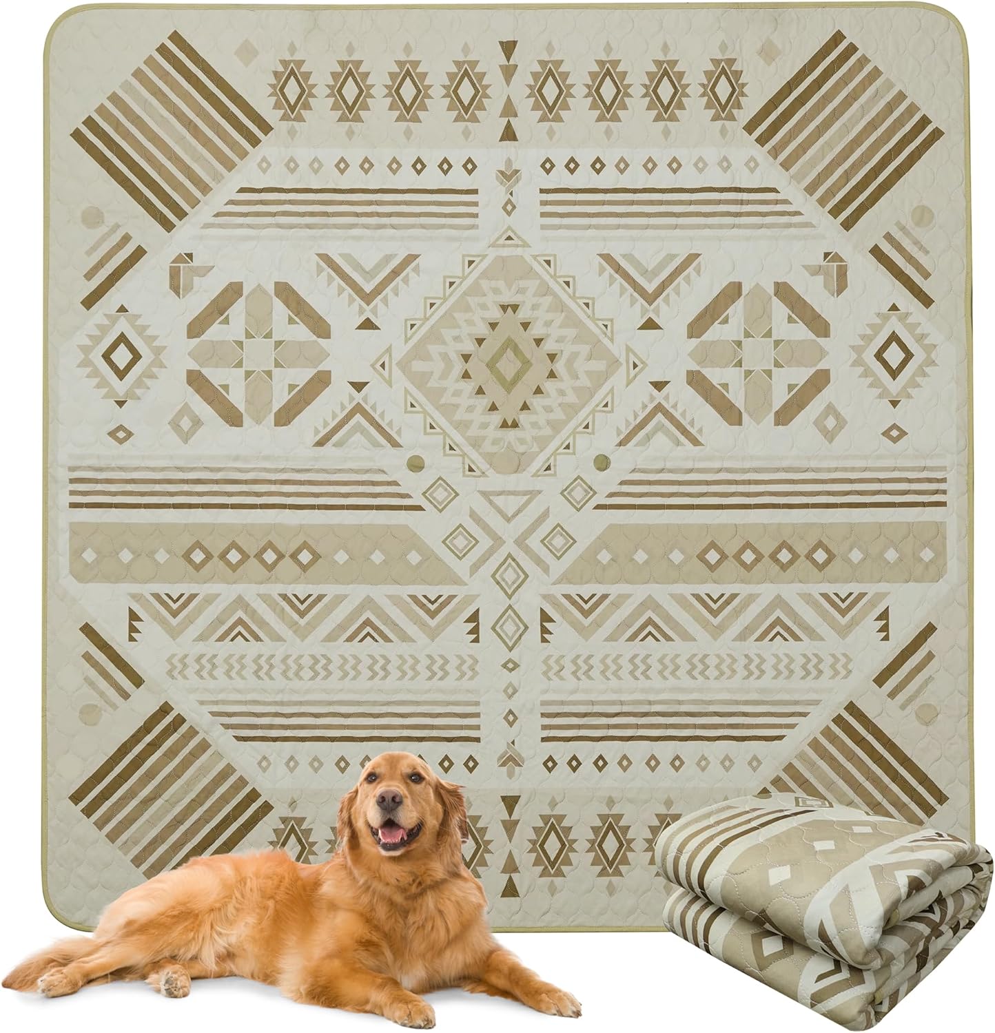 FXW Washable Pee Pads for Dogs, Puppy Pads with Super Absorbent, Specifically Designed for FXW Rollick/Homeplus 32 inch 8 Panels Dog Playpen, 71" Square, Khaki Geometric, 1 Pack